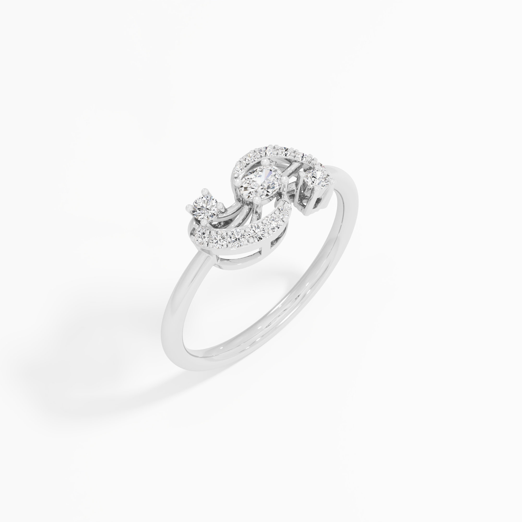 Paisley Swirl Diamond Ring in 9KT White Gold (Diamond Quality: FG-VVS VS)