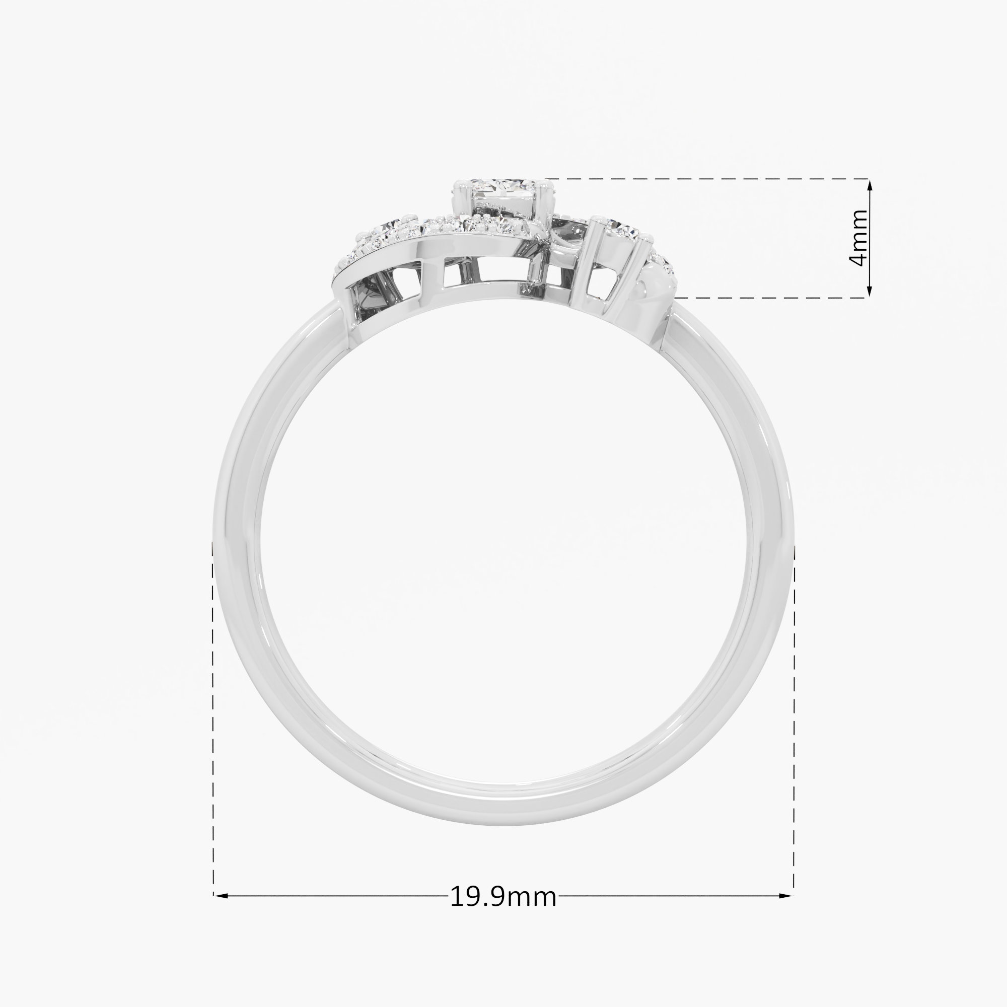 Paisley Swirl Diamond Ring in 9KT White Gold (Diamond Quality: FG-VVS VS)