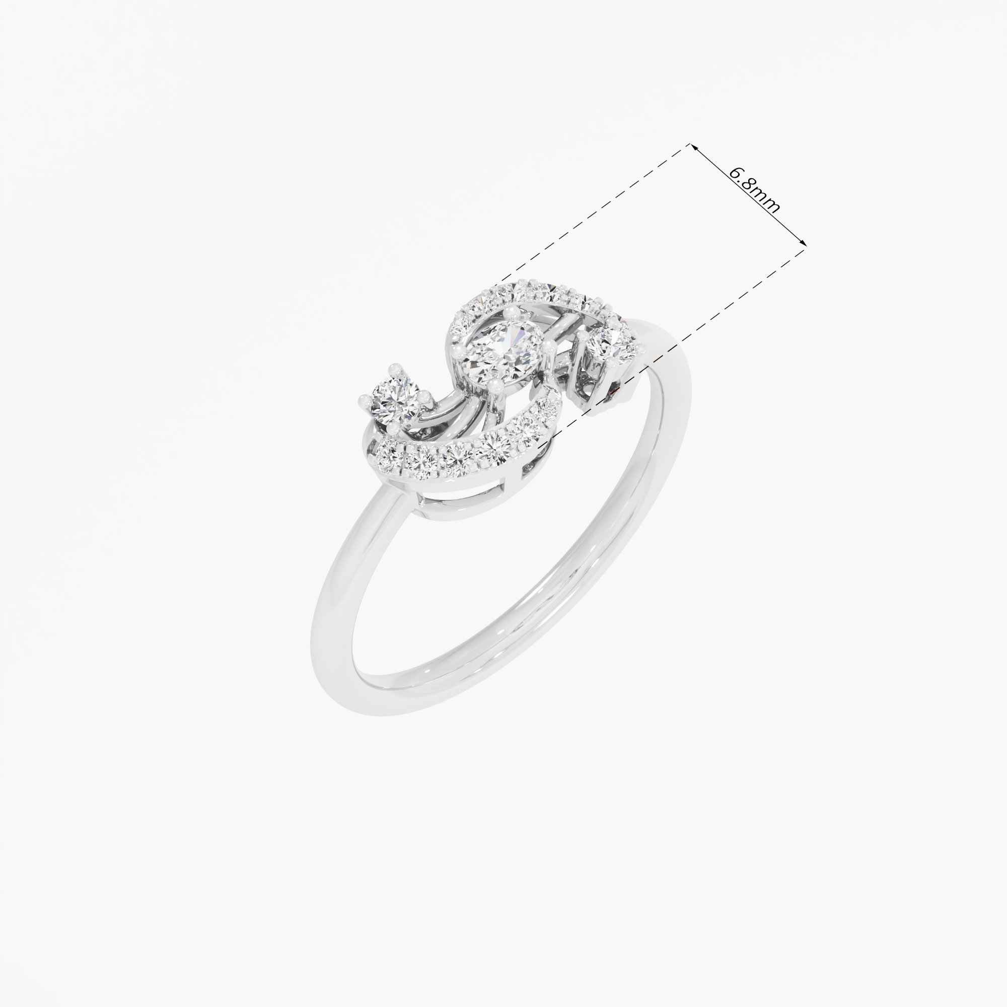 Paisley Swirl Diamond Ring in 9KT White Gold (Diamond Quality: FG-VVS VS)