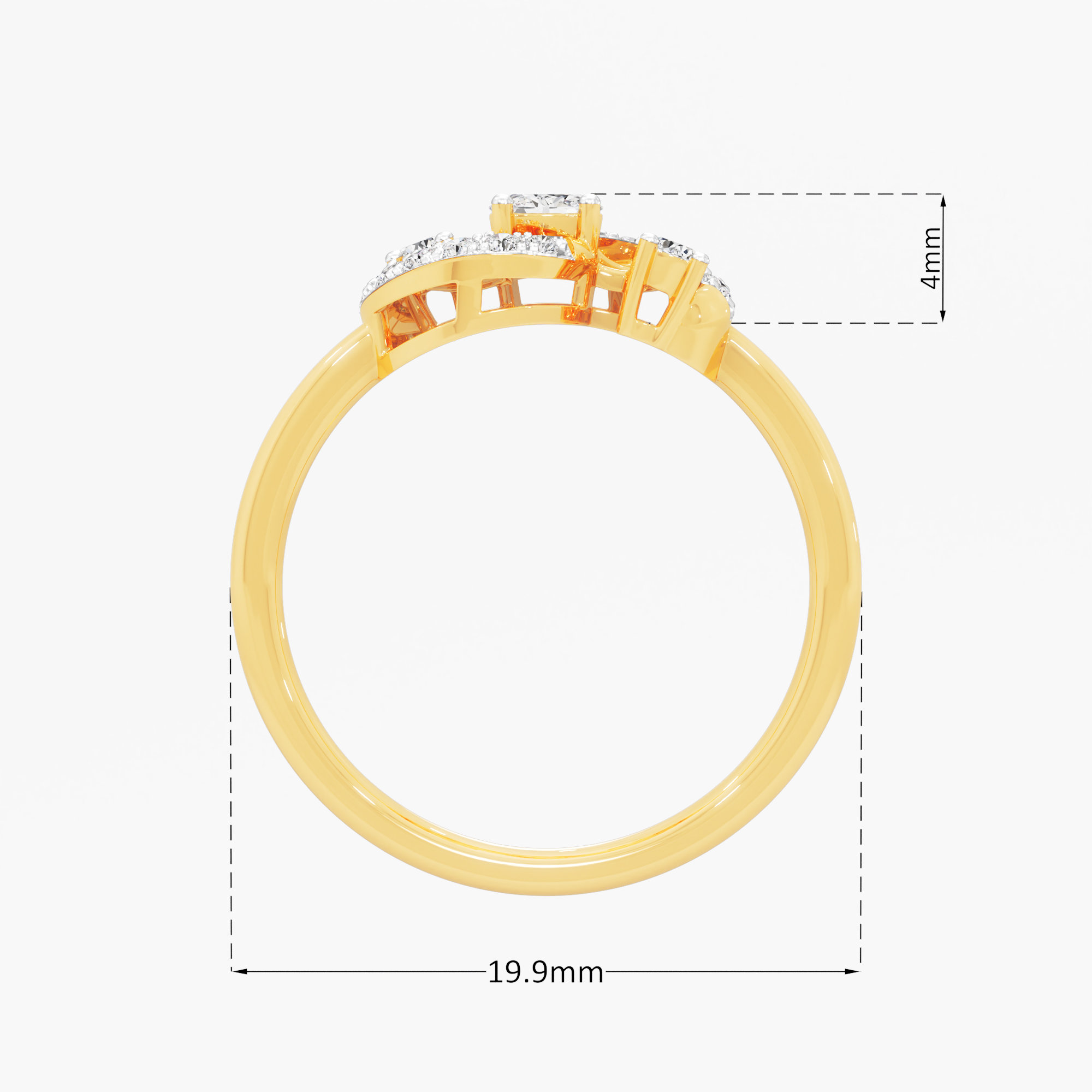 Paisley Swirl Diamond Ring in 9KT Yellow Gold (Diamond Quality: FG-VVS VS)