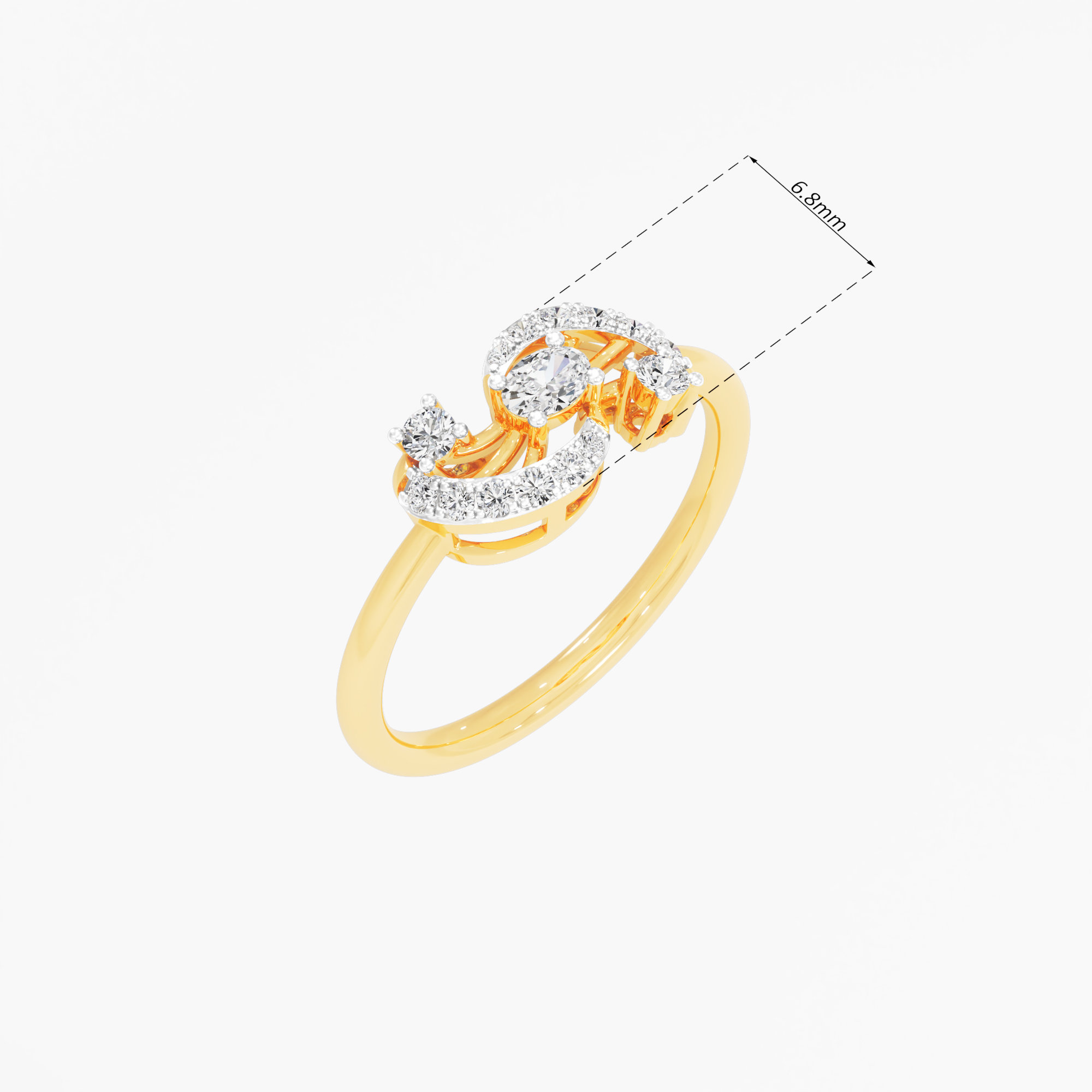 Paisley Swirl Diamond Ring in 9KT Yellow Gold (Diamond Quality: FG-VVS VS)