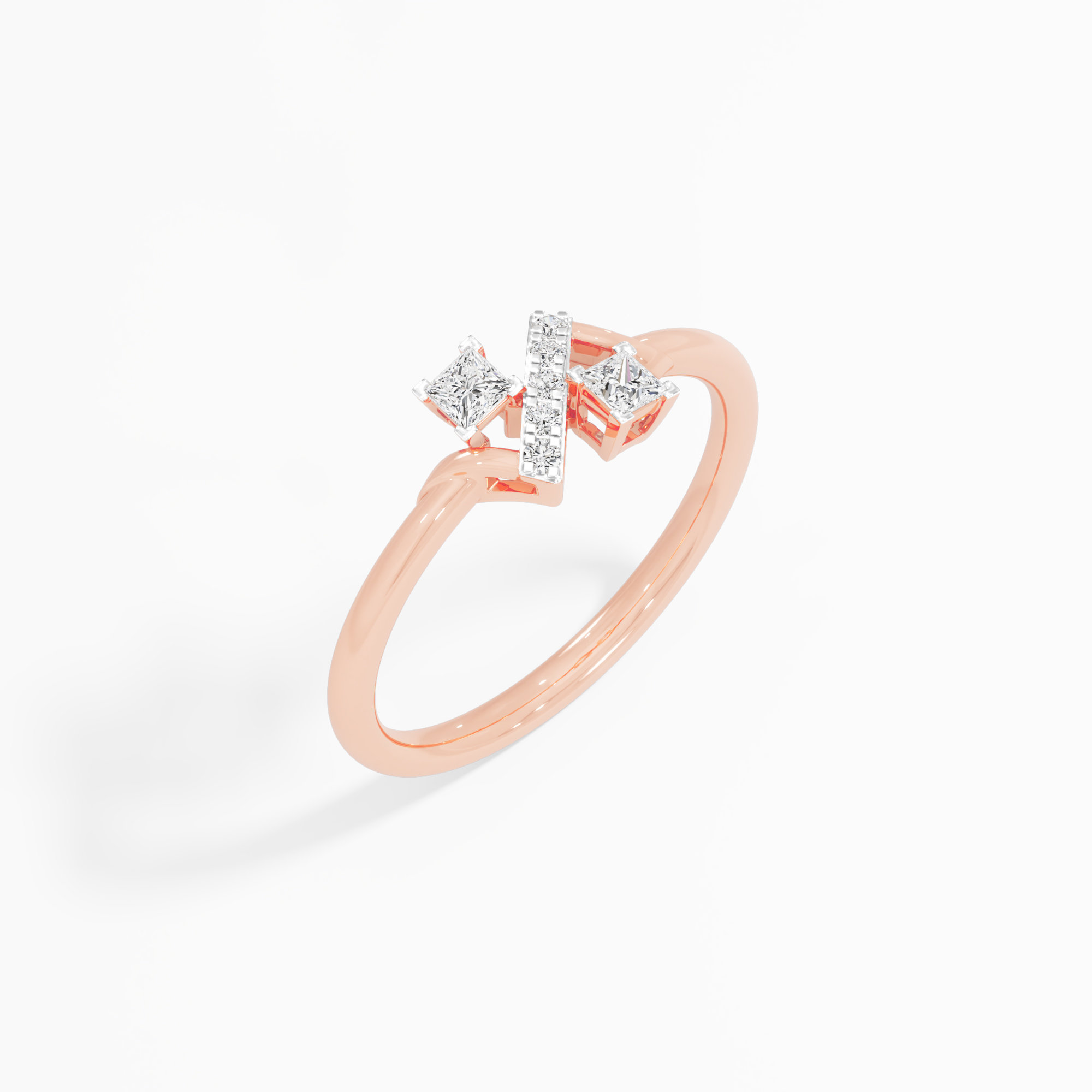 Angled Grid Diamond Ring in 9KT Rose Gold (Diamond Quality: FG-VVS VS)