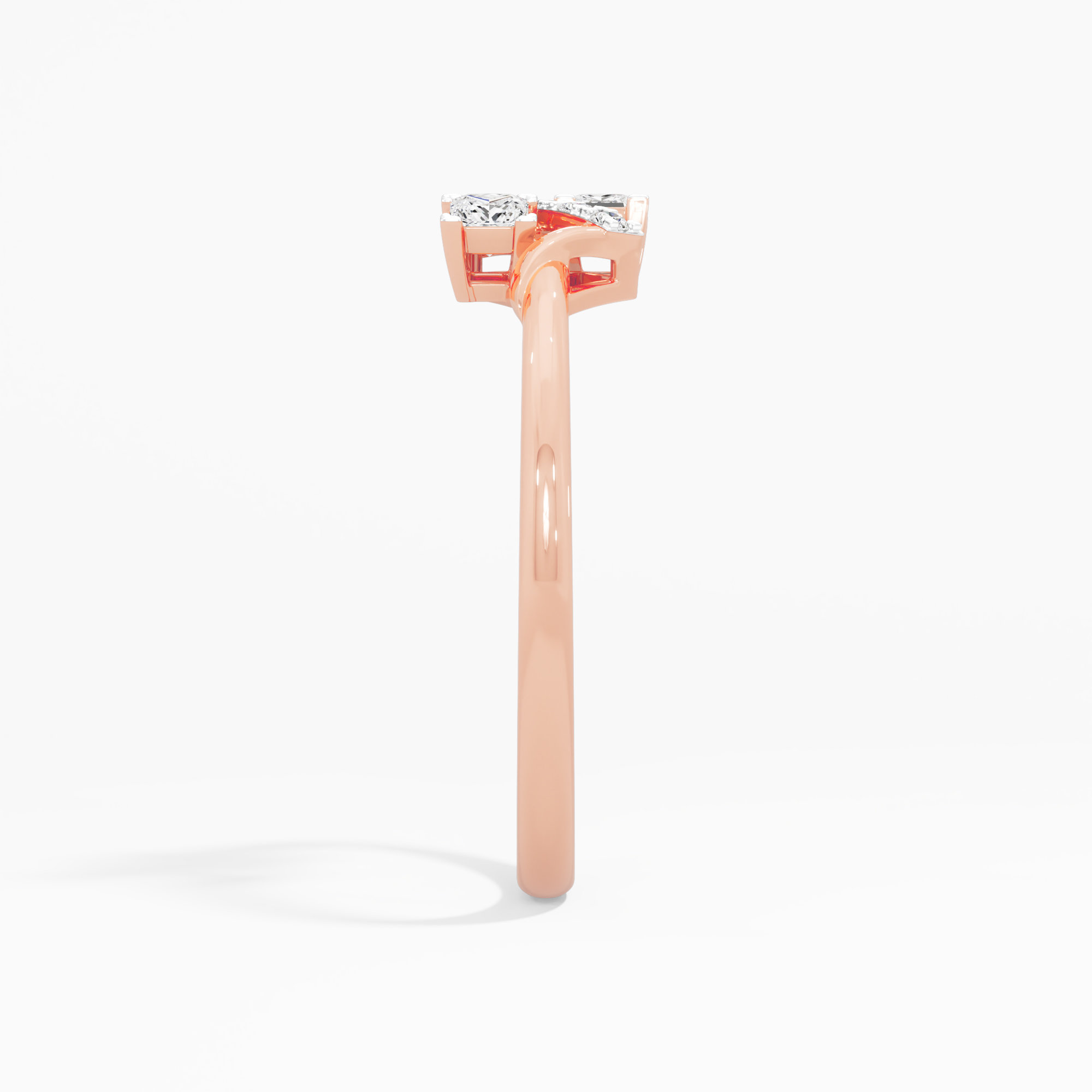Angled Grid Diamond Ring in 9KT Rose Gold (Diamond Quality: FG-VVS VS)