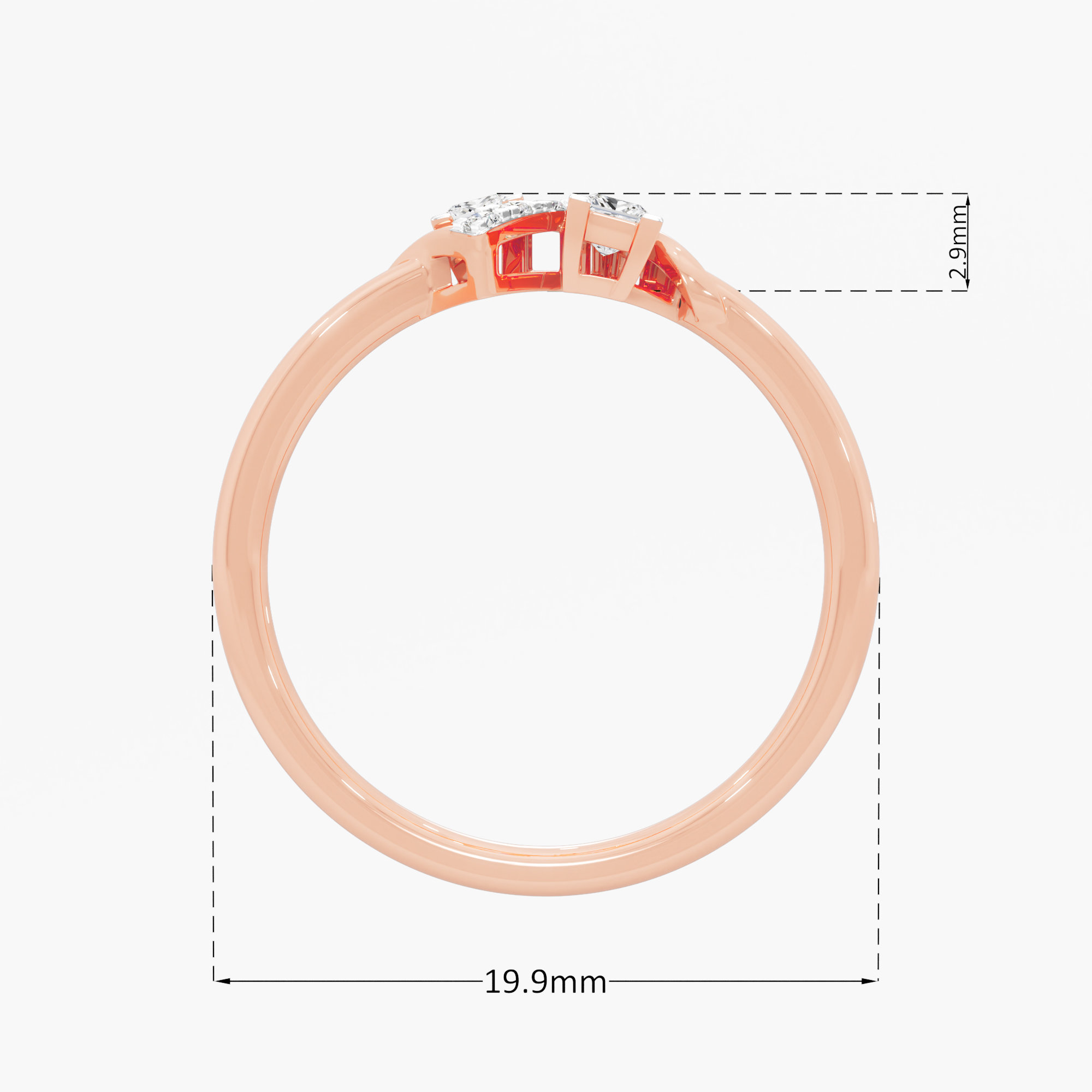 Angled Grid Diamond Ring in 9KT Rose Gold (Diamond Quality: FG-VVS VS)