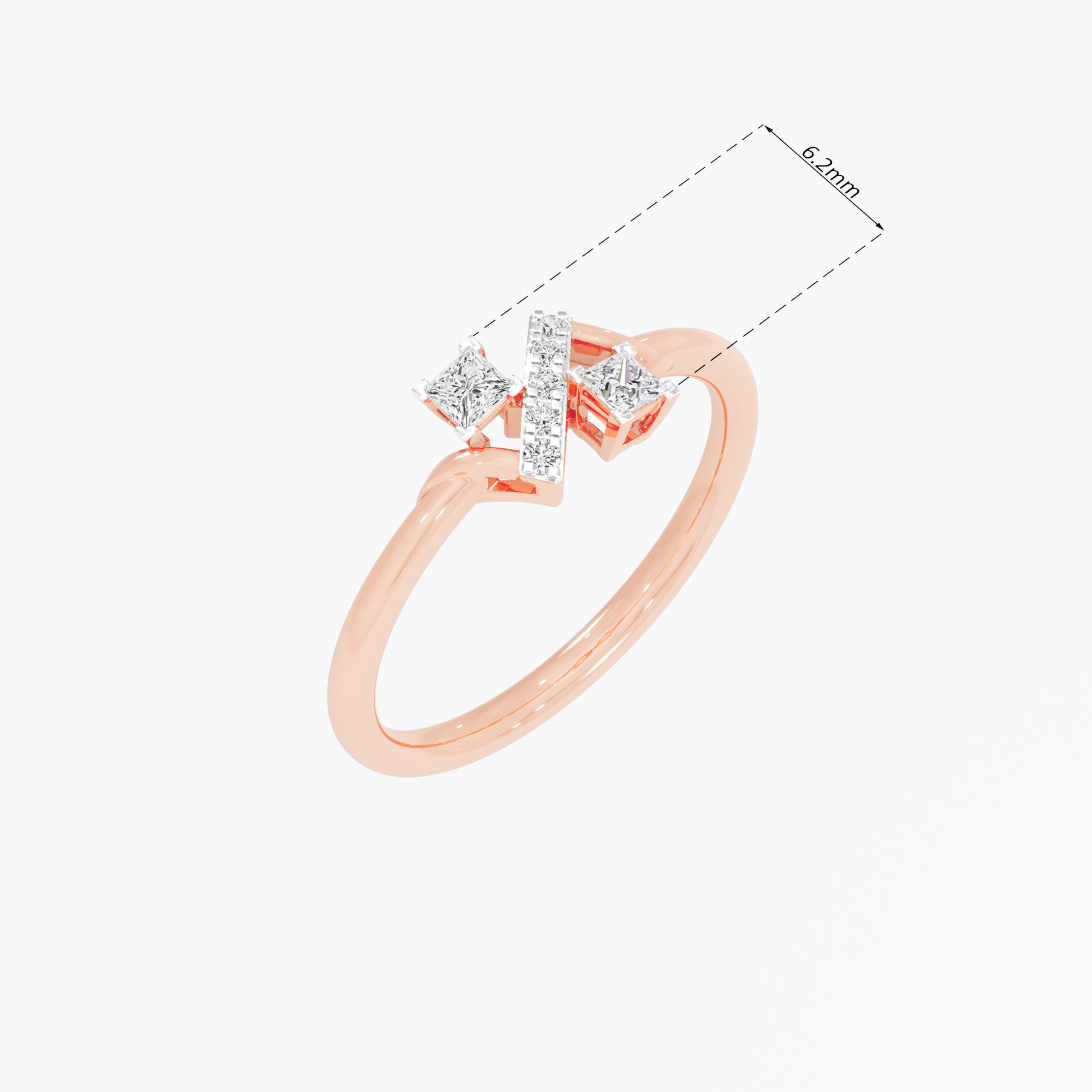 Angled Grid Diamond Ring in 9KT Rose Gold (Diamond Quality: FG-VVS VS)