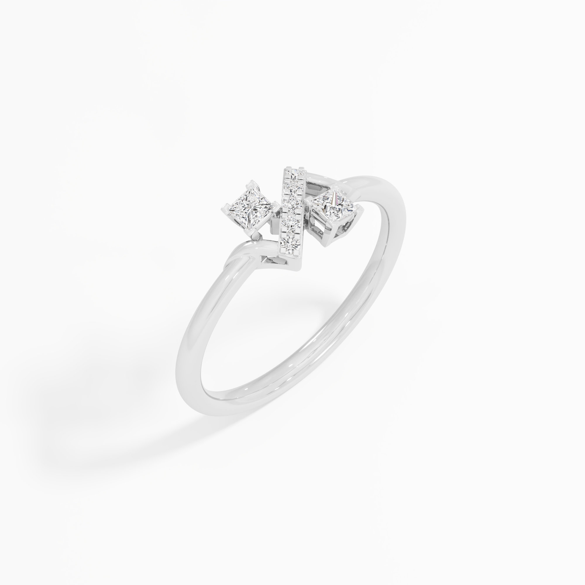 Angled Grid Diamond Ring in 9KT White Gold (Diamond Quality: FG-VVS VS)