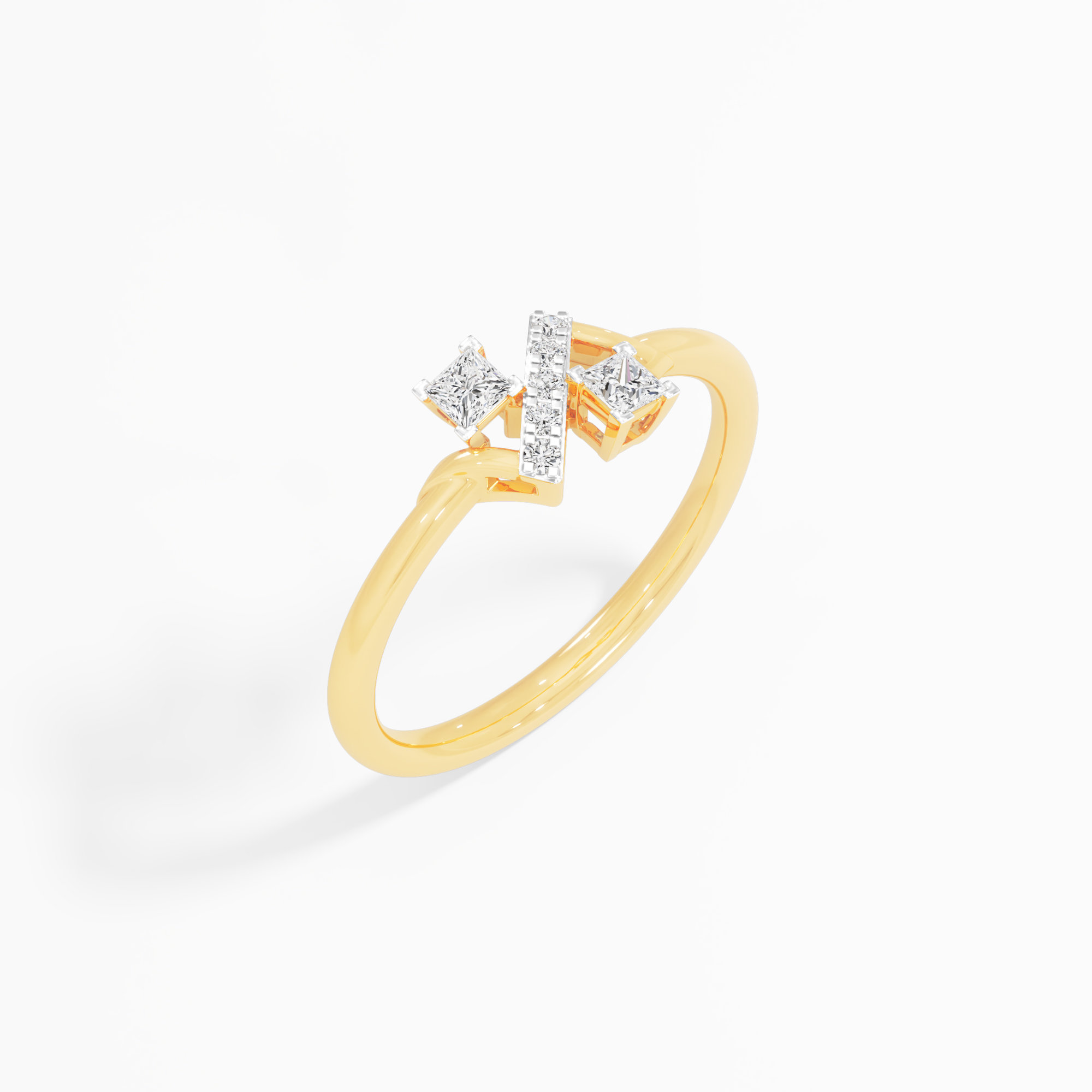 Angled Grid Diamond Ring in 9KT Yellow Gold (Diamond Quality: FG-VVS VS)
