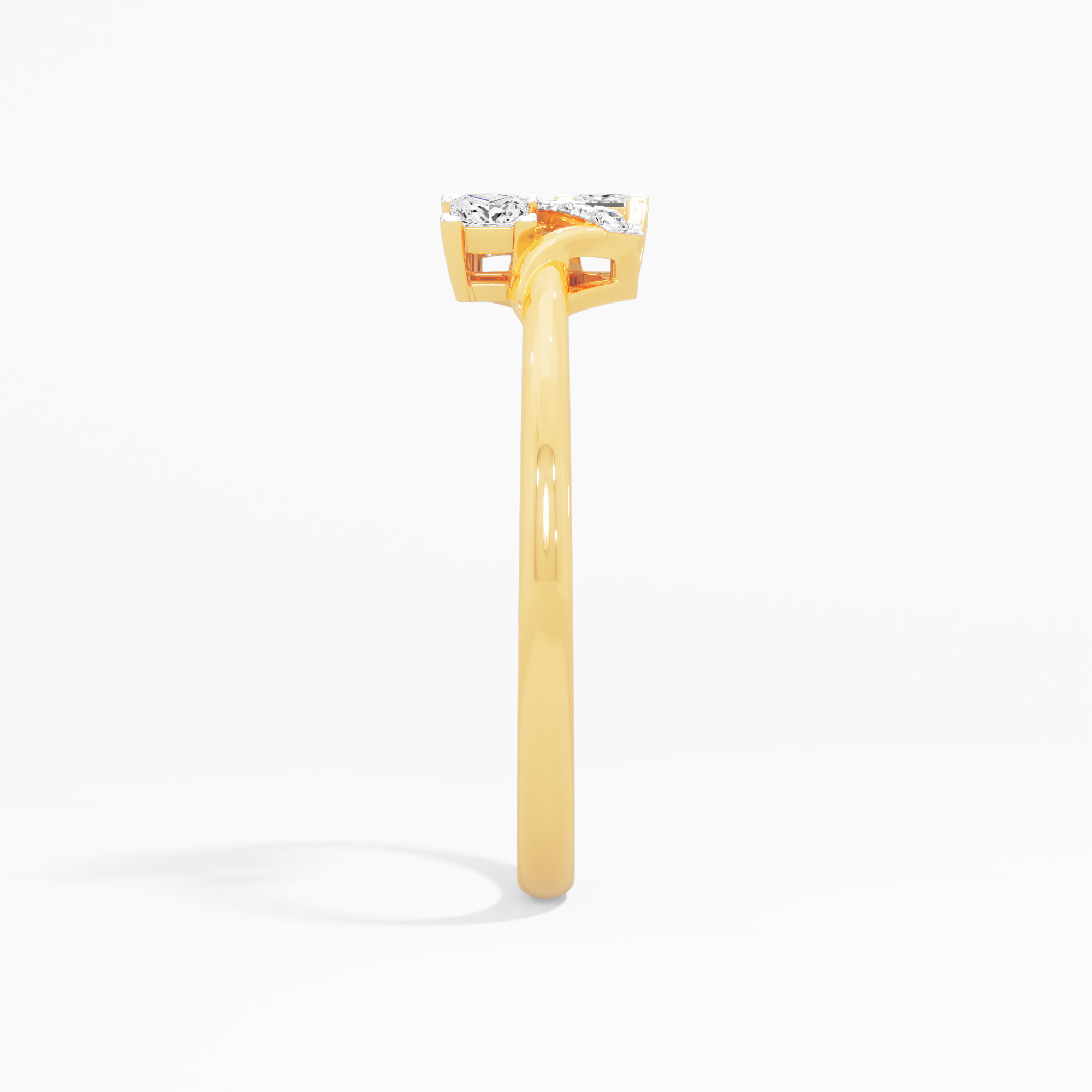 Angled Grid Diamond Ring in 9KT Yellow Gold (Diamond Quality: FG-VVS VS)