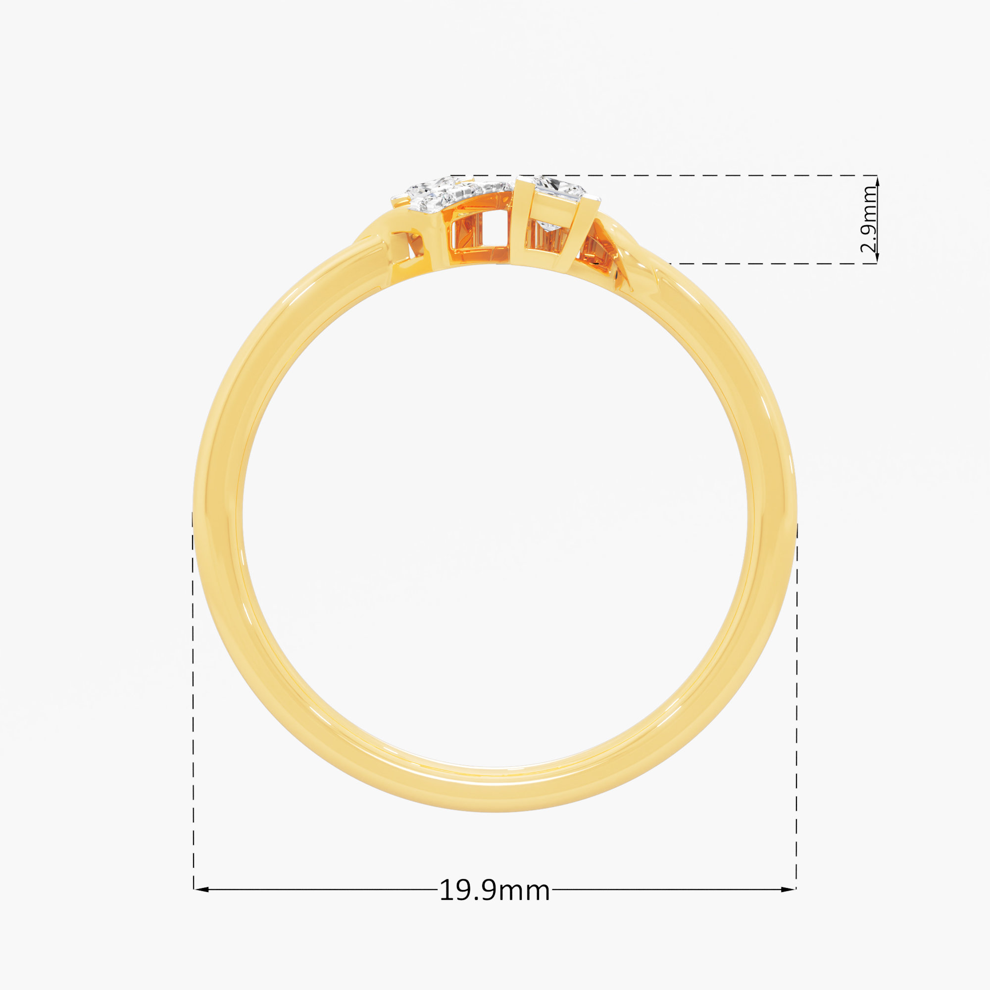 Angled Grid Diamond Ring in 9KT Yellow Gold (Diamond Quality: FG-VVS VS)