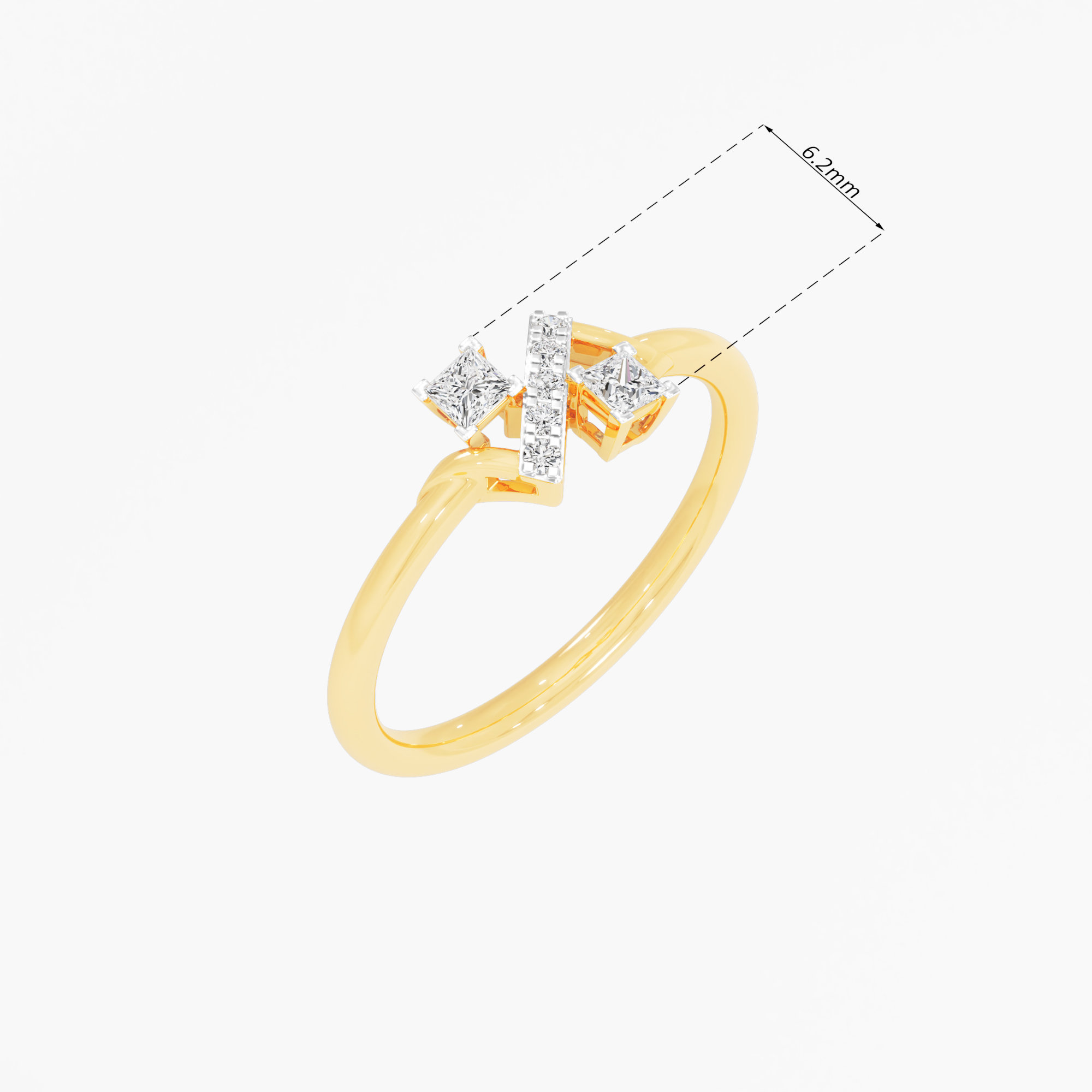 Angled Grid Diamond Ring in 9KT Yellow Gold (Diamond Quality: FG-VVS VS)