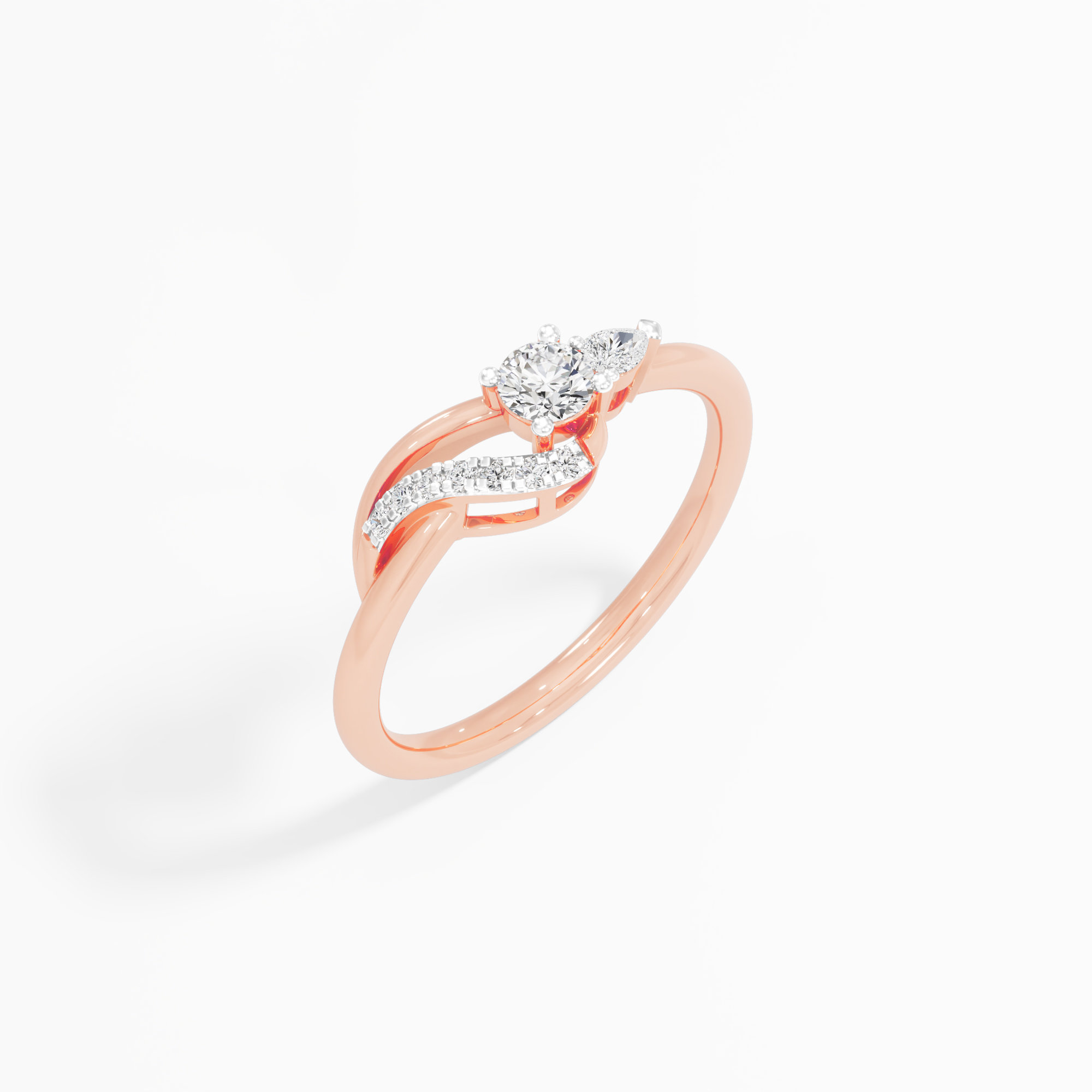 Wave Twist Diamond Ring in 9KT Rose Gold (Diamond Quality: FG-VVS VS)