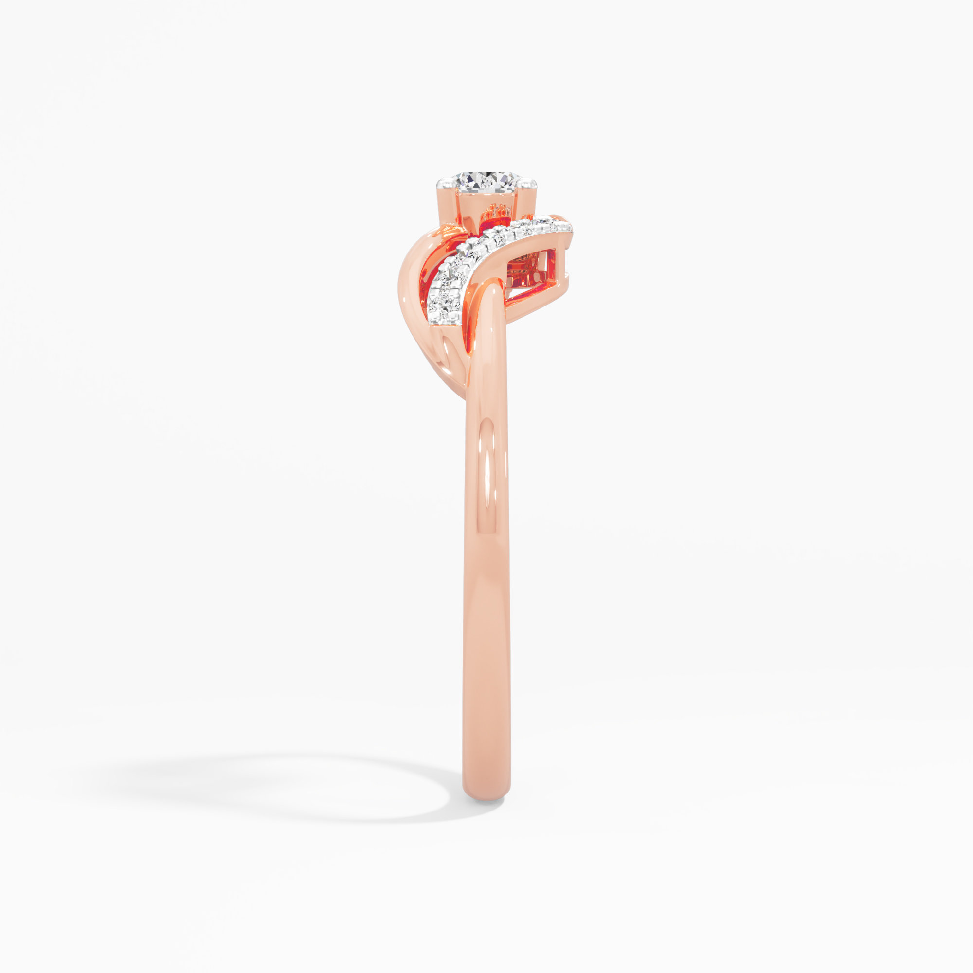 Wave Twist Diamond Ring in 9KT Rose Gold (Diamond Quality: FG-VVS VS)