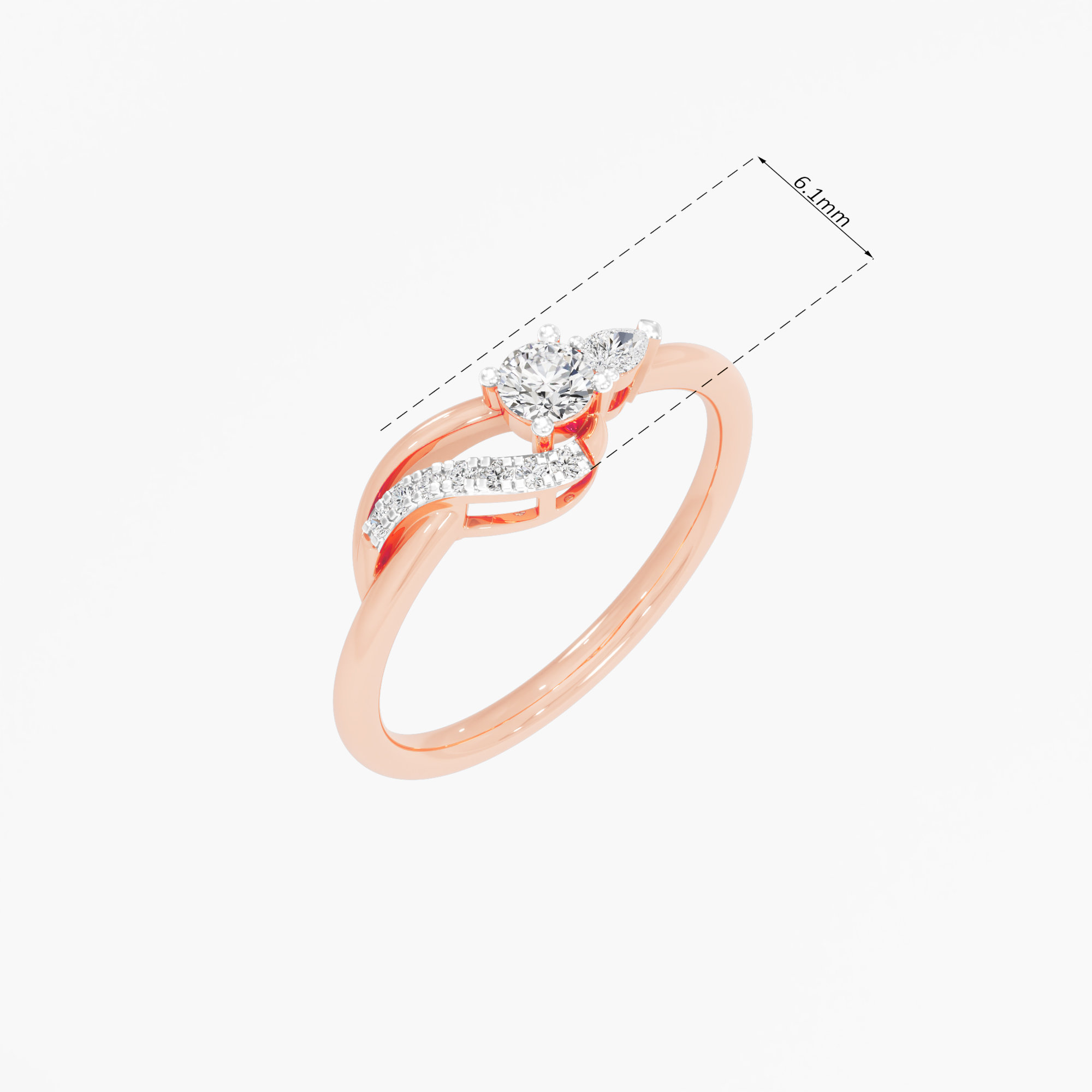 Wave Twist Diamond Ring in 9KT Rose Gold (Diamond Quality: FG-VVS VS)