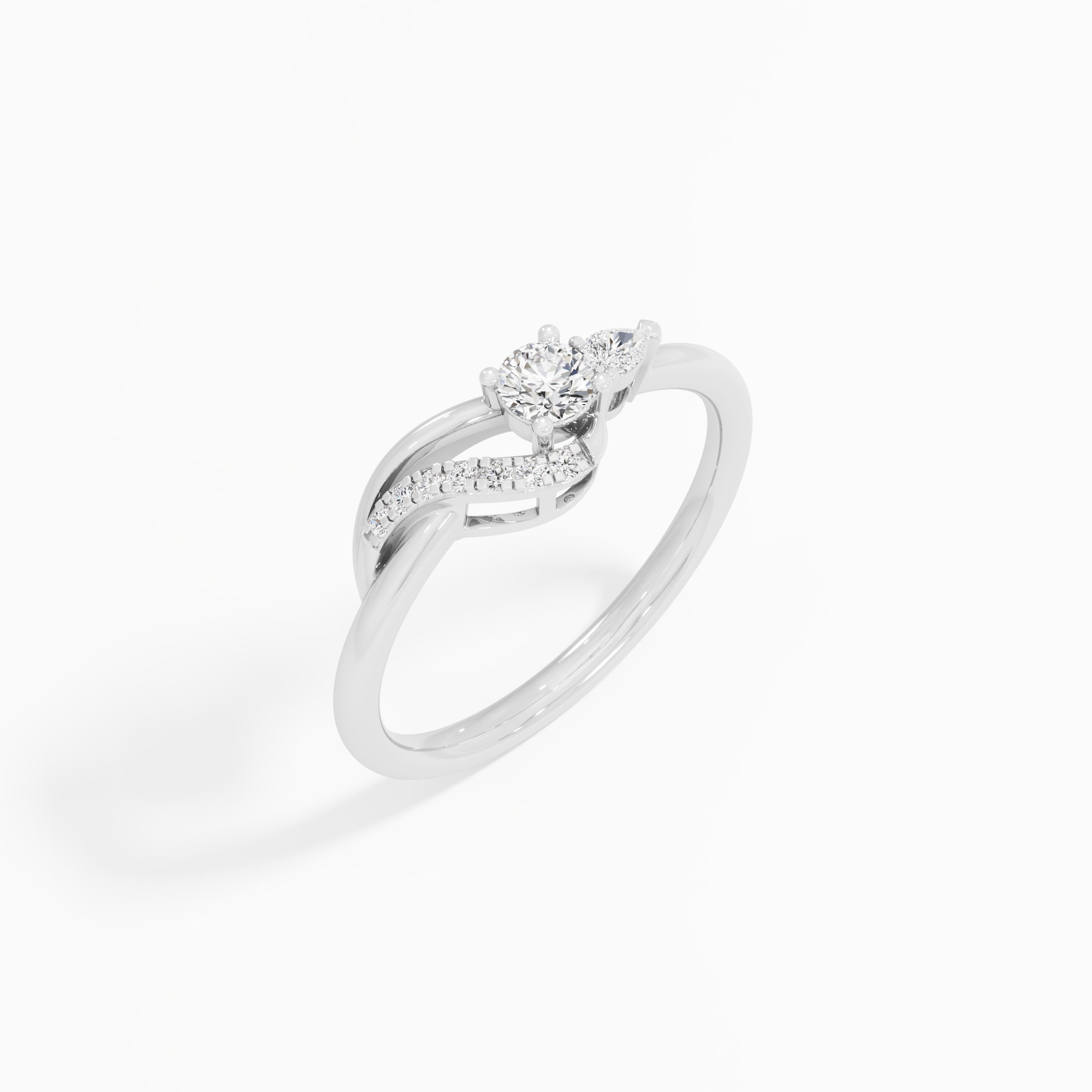 Wave Twist Diamond Ring in 9KT White Gold (Diamond Quality: FG-VVS VS)