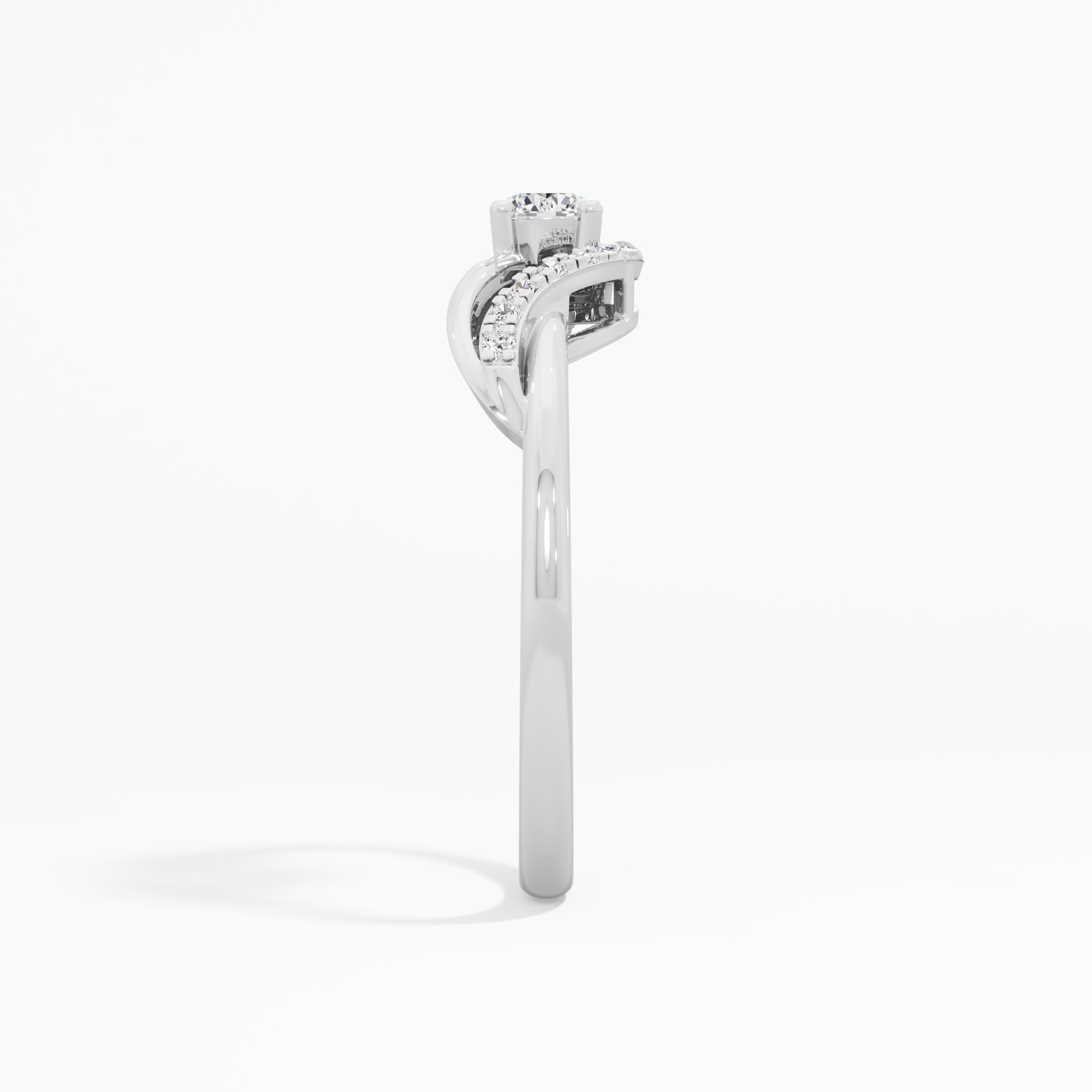 Wave Twist Diamond Ring in 9KT White Gold (Diamond Quality: FG-VVS VS)