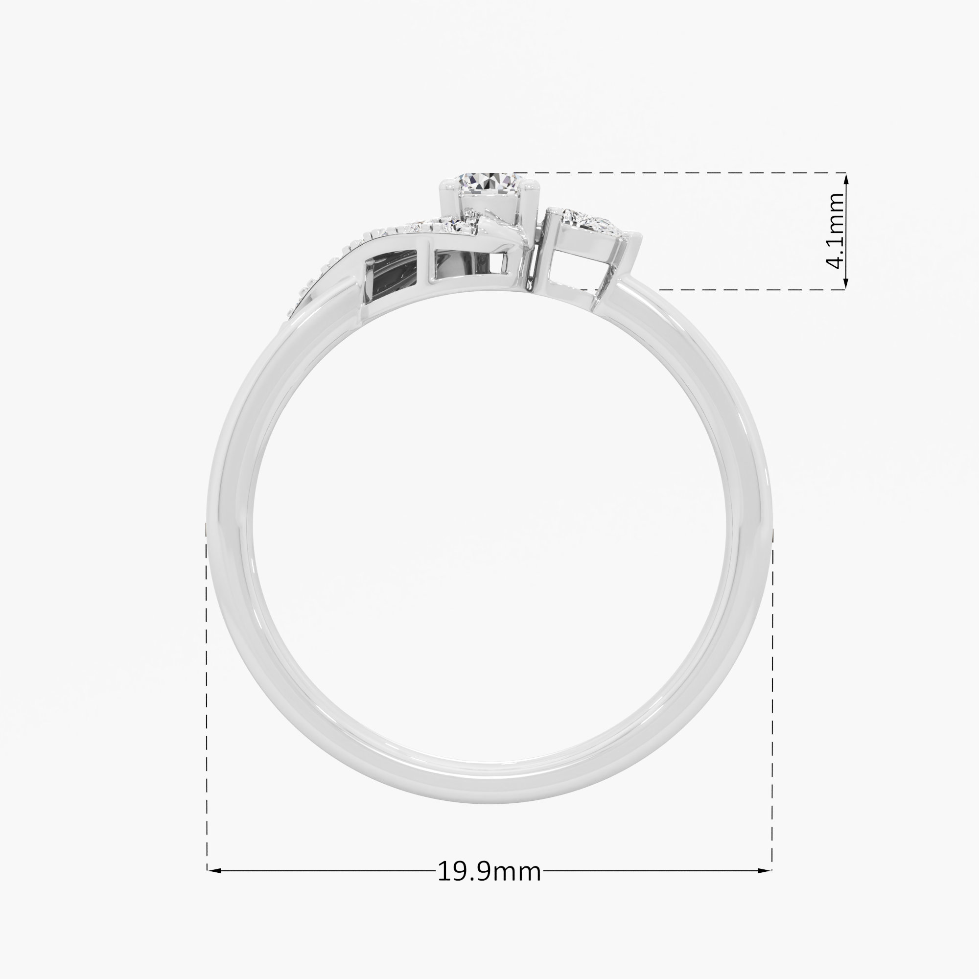 Wave Twist Diamond Ring in 9KT White Gold (Diamond Quality: FG-VVS VS)
