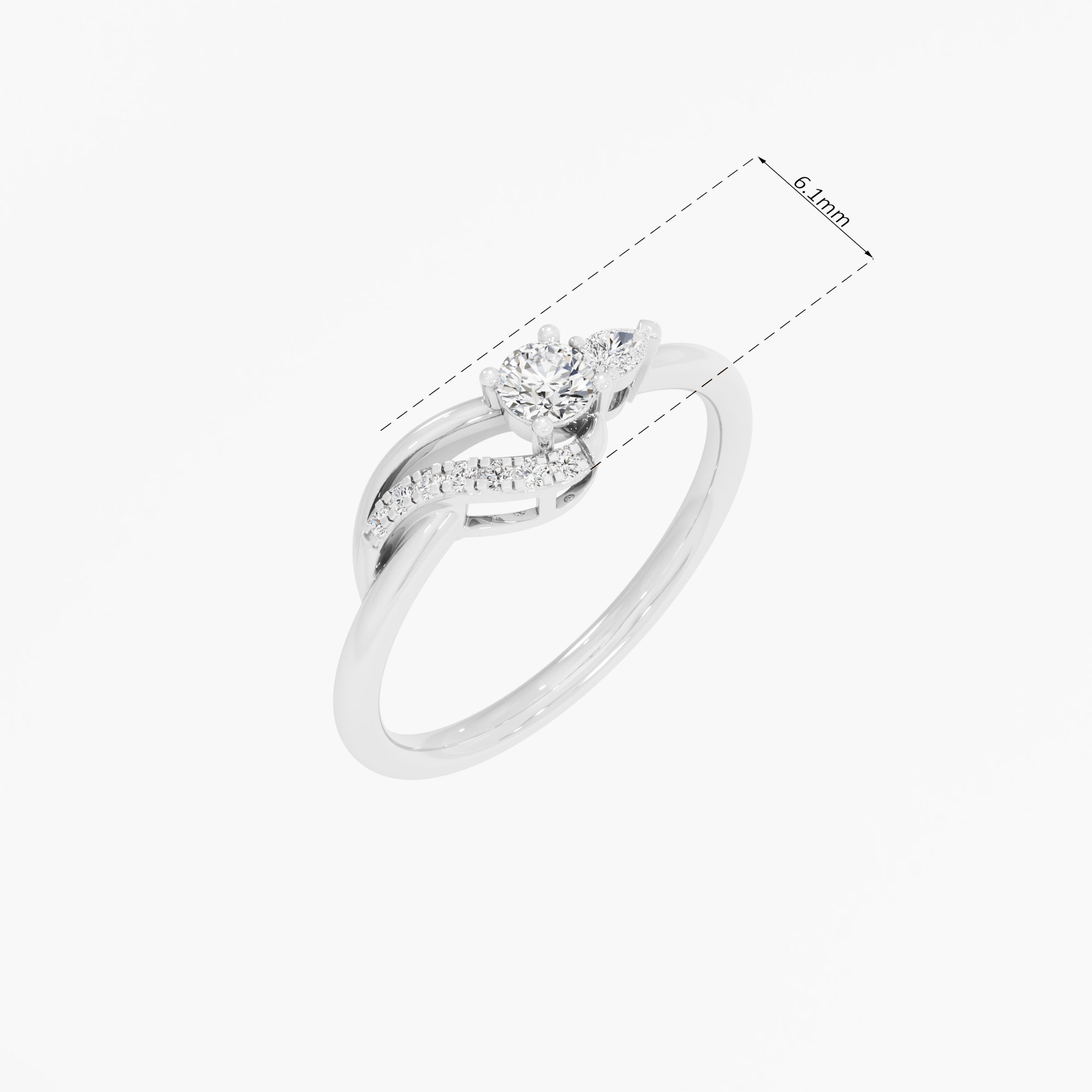 Wave Twist Diamond Ring in 9KT White Gold (Diamond Quality: FG-VVS VS)