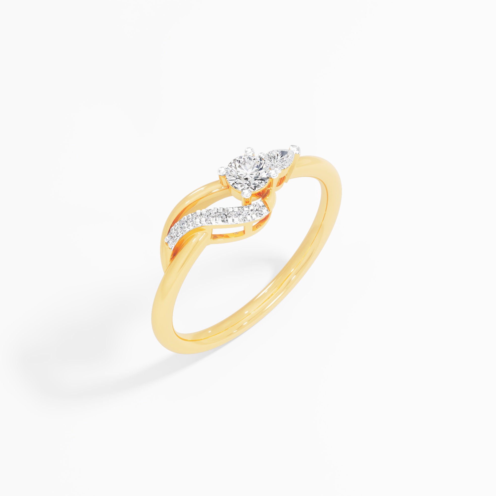 Wave Twist Diamond Ring in 9KT Yellow Gold (Diamond Quality: FG-VVS VS)