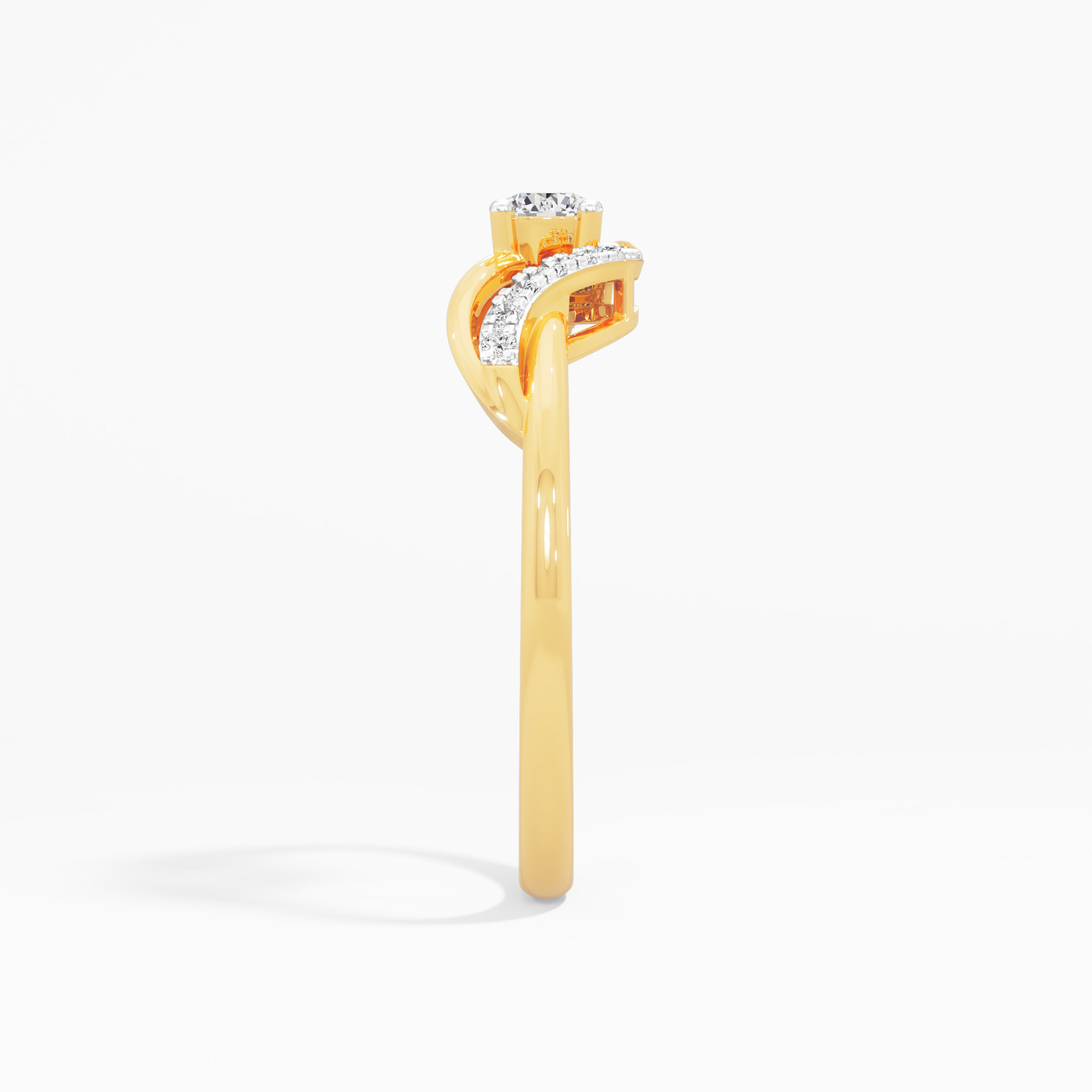 Wave Twist Diamond Ring in 9KT Yellow Gold (Diamond Quality: FG-VVS VS)