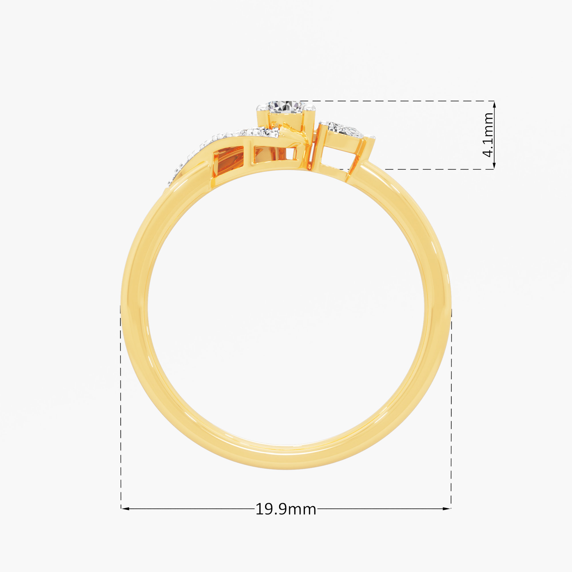Wave Twist Diamond Ring in 9KT Yellow Gold (Diamond Quality: FG-VVS VS)