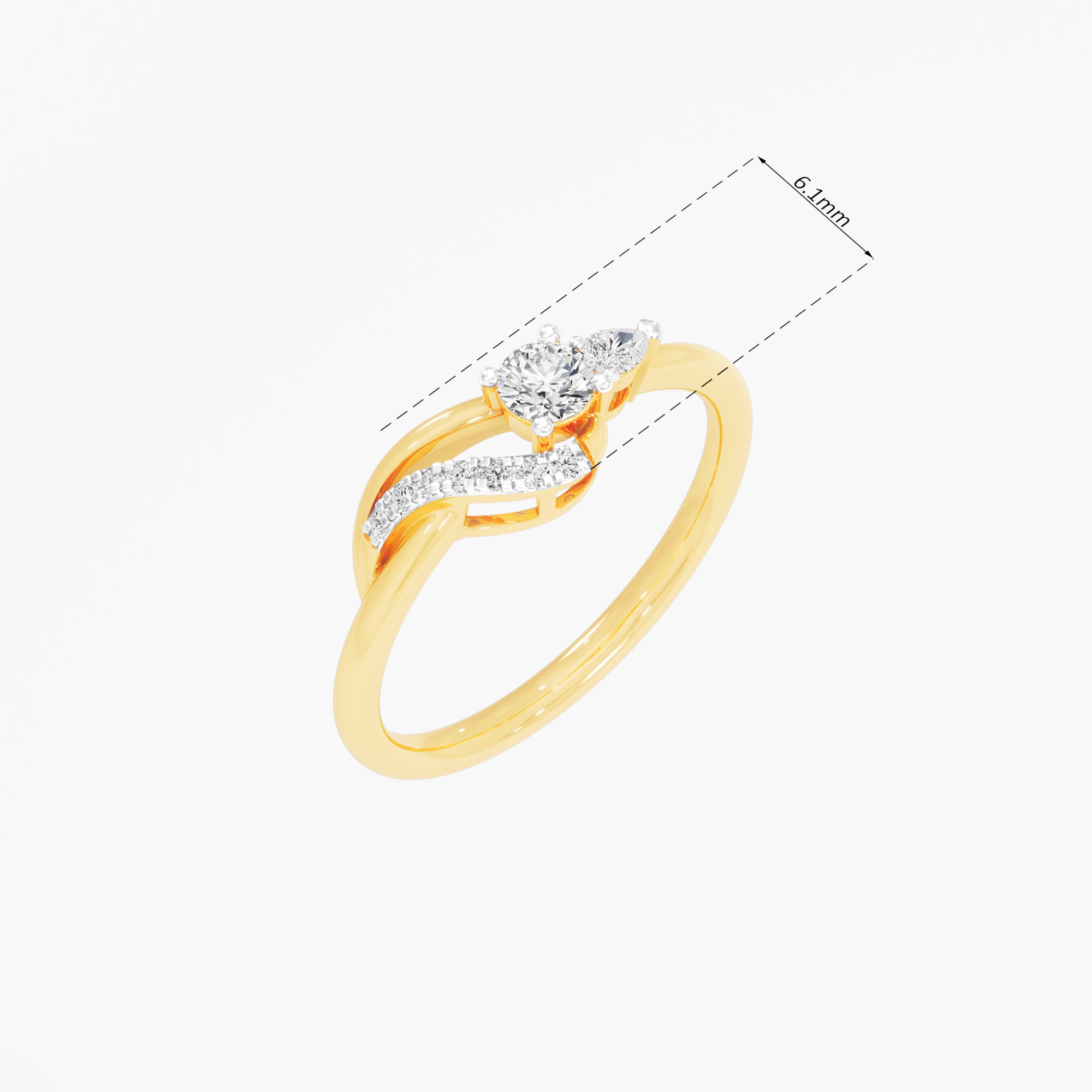 Wave Twist Diamond Ring in 9KT Yellow Gold (Diamond Quality: FG-VVS VS)