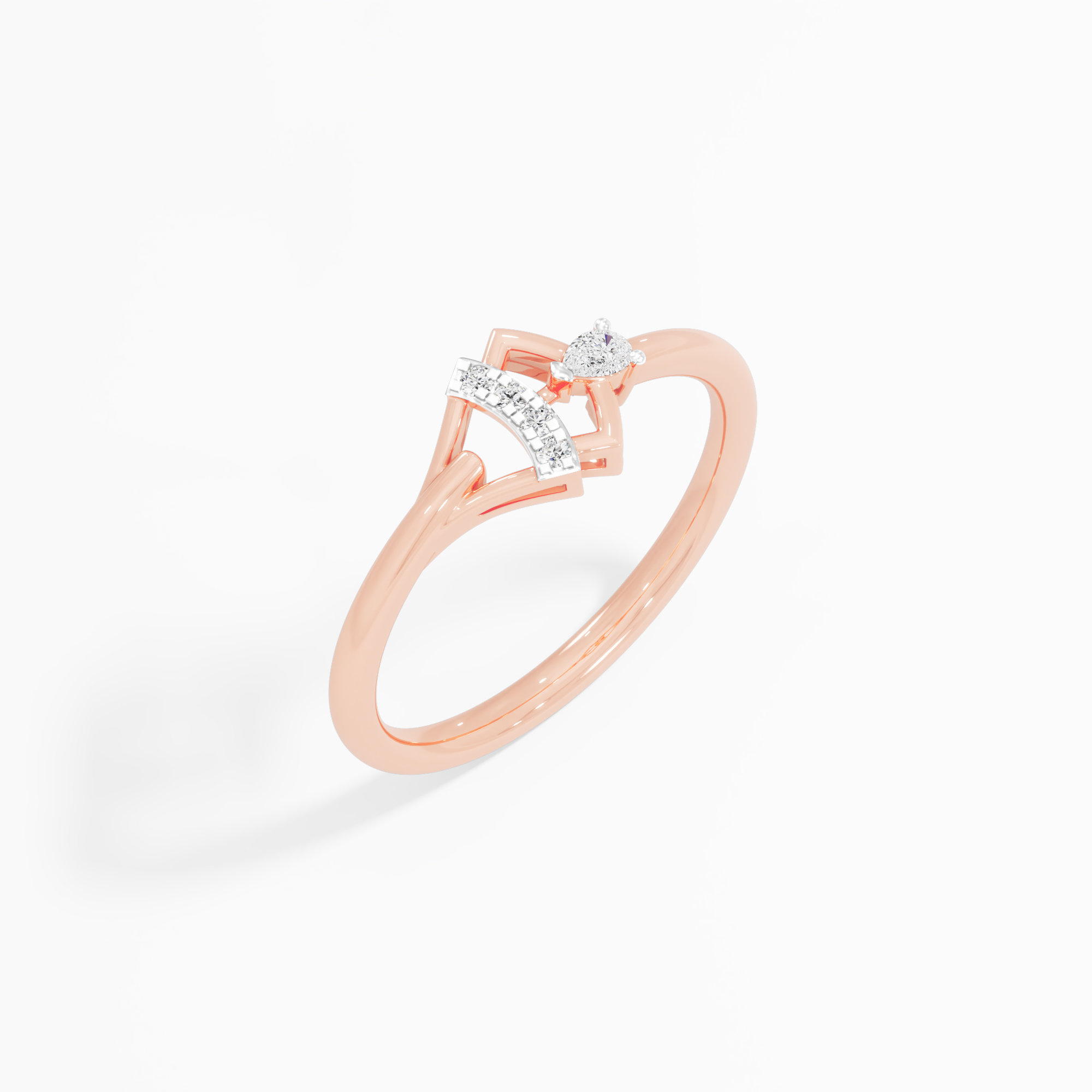 Arrowhead Point Diamond Ring in 9KT Rose Gold (Diamond Quality: FG-VVS VS)