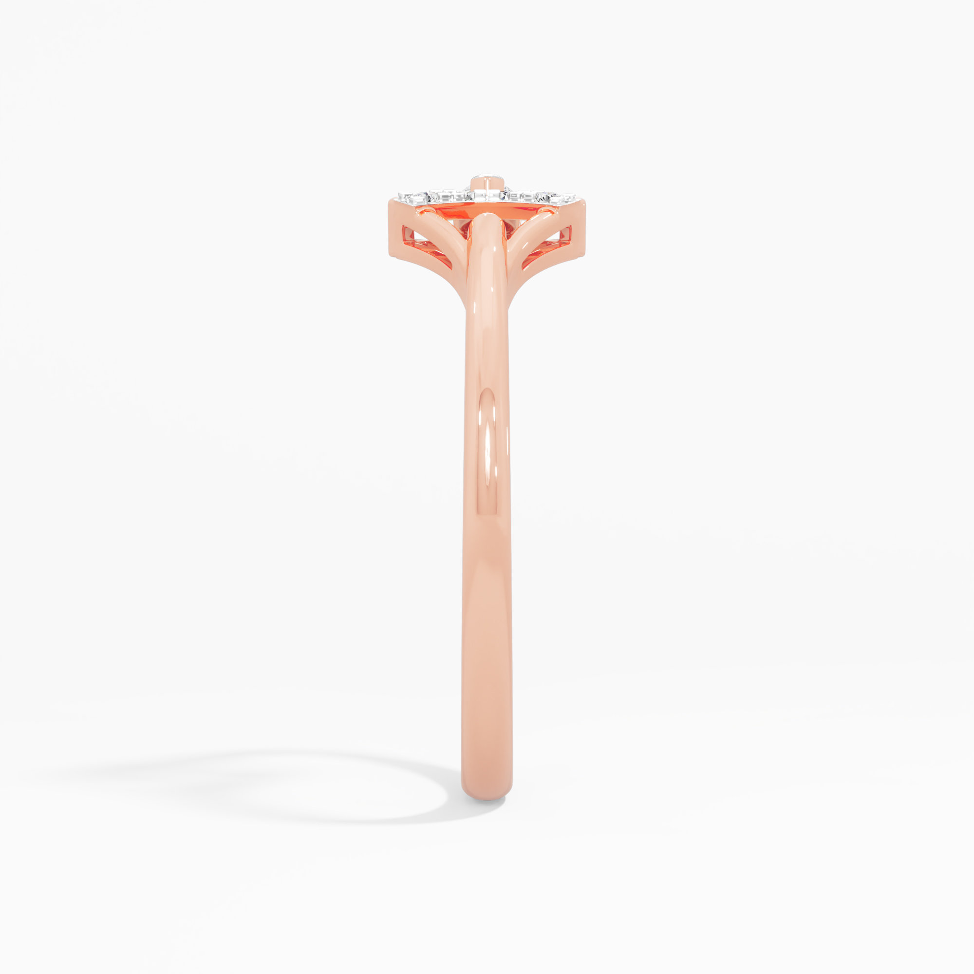 Arrowhead Point Diamond Ring in 9KT Rose Gold (Diamond Quality: FG-VVS VS)
