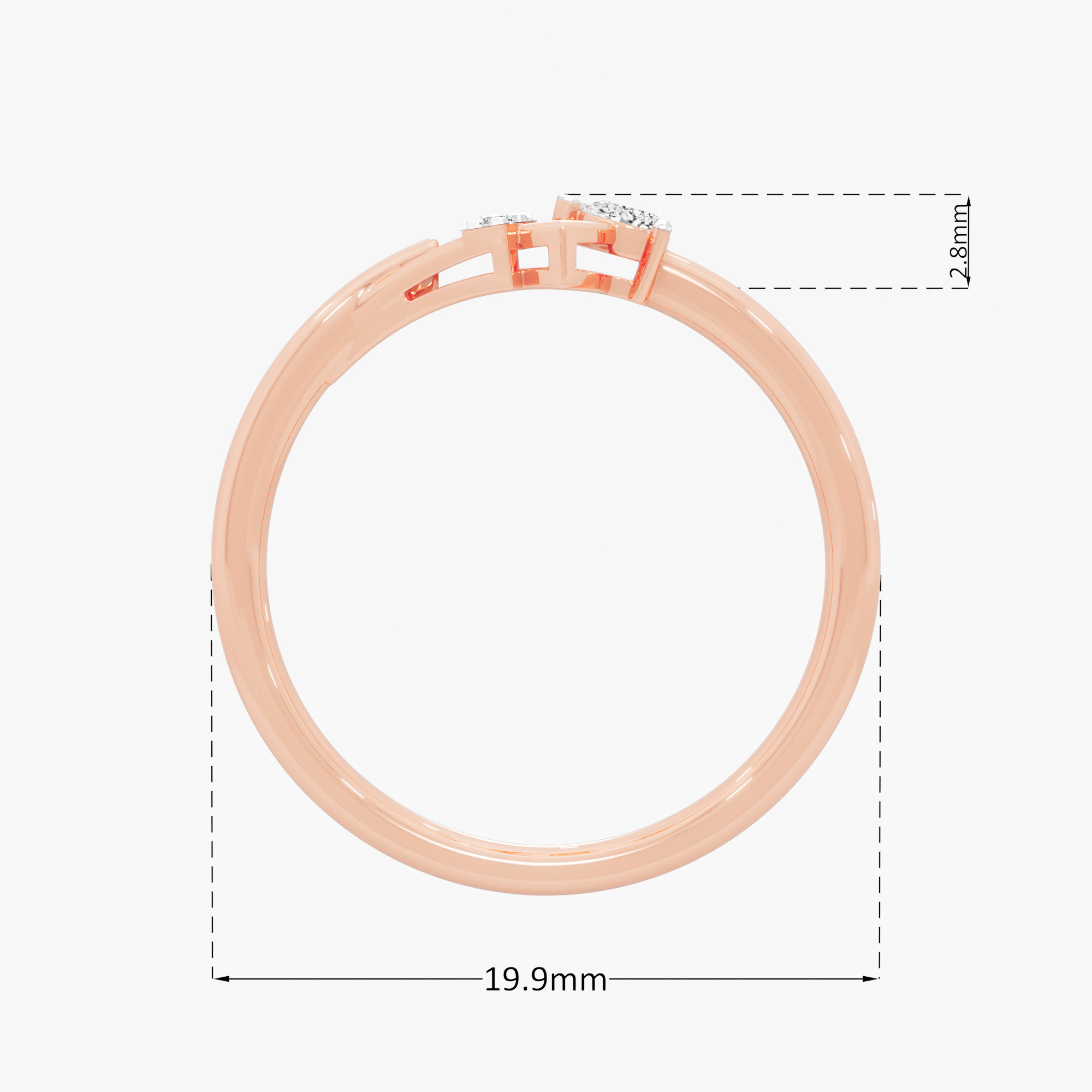 Arrowhead Point Diamond Ring in 9KT Rose Gold (Diamond Quality: FG-VVS VS)