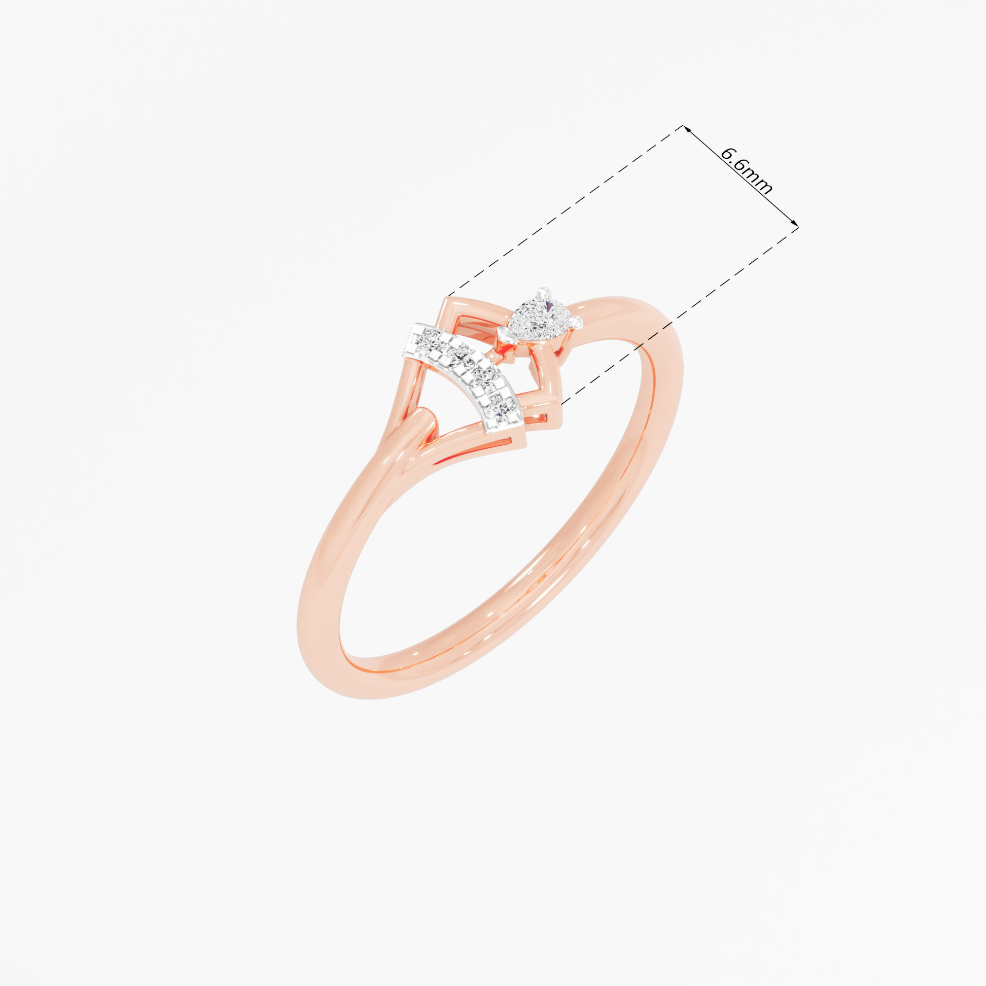 Arrowhead Point Diamond Ring in 9KT Rose Gold (Diamond Quality: FG-VVS VS)