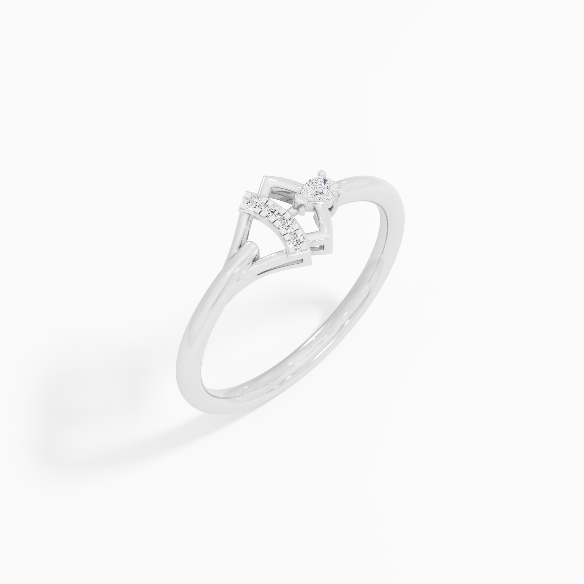 Arrowhead Point Diamond Ring in 9KT White Gold (Diamond Quality: FG-VVS VS)