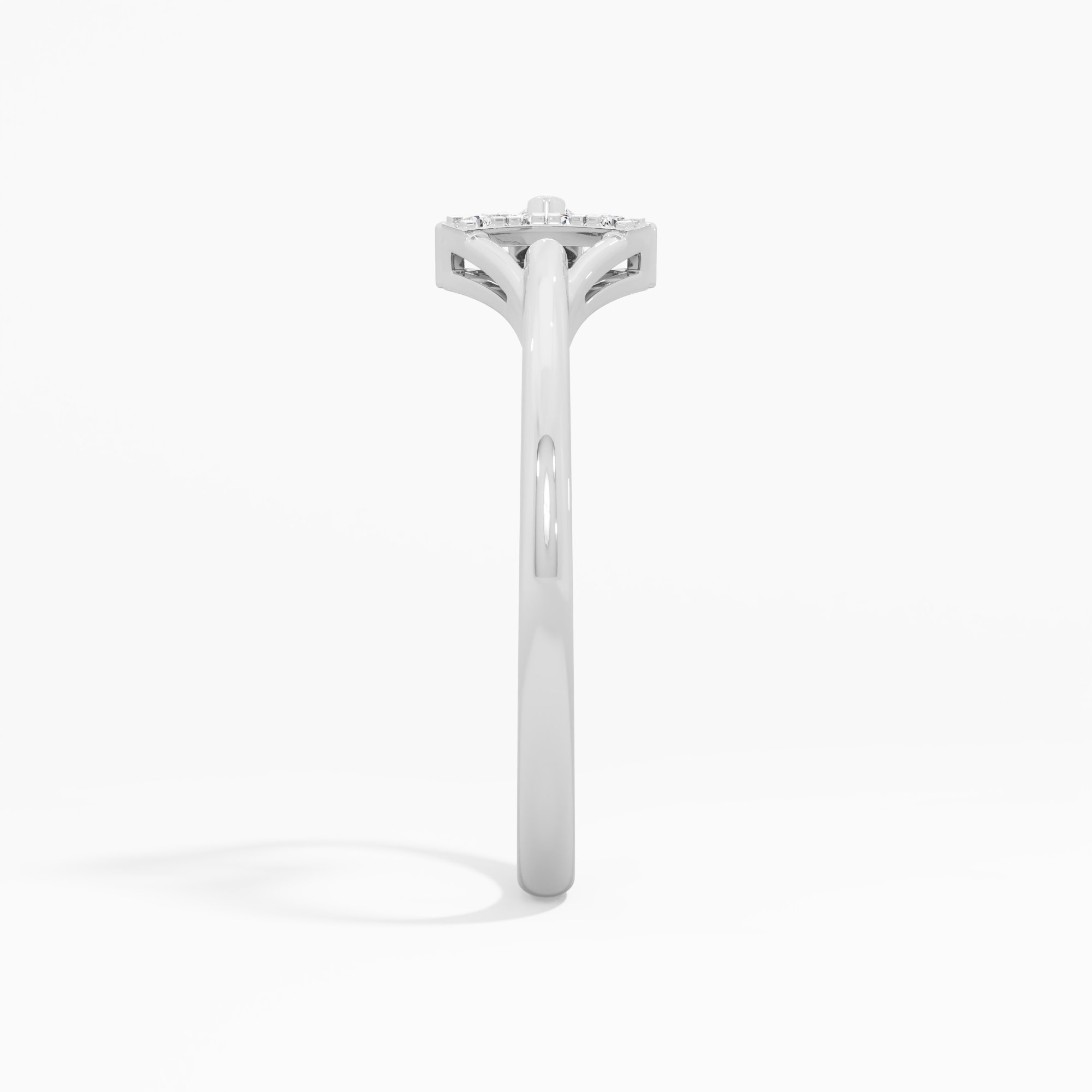 Arrowhead Point Diamond Ring in 9KT White Gold (Diamond Quality: FG-VVS VS)