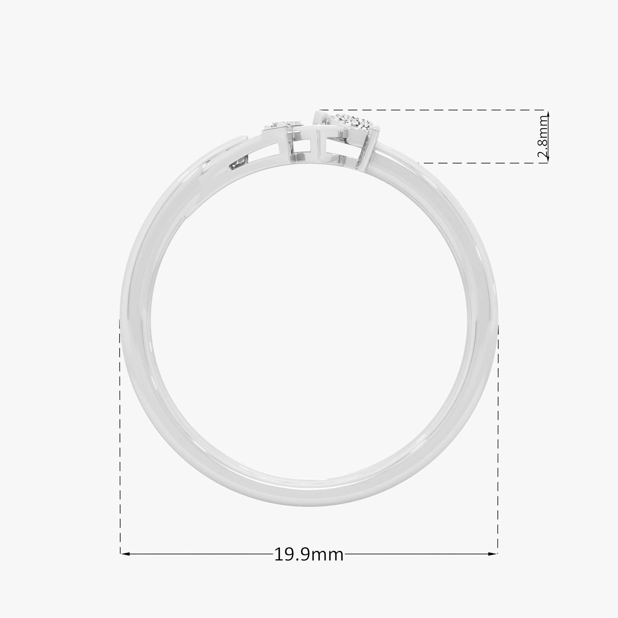 Arrowhead Point Diamond Ring in 9KT White Gold (Diamond Quality: FG-VVS VS)