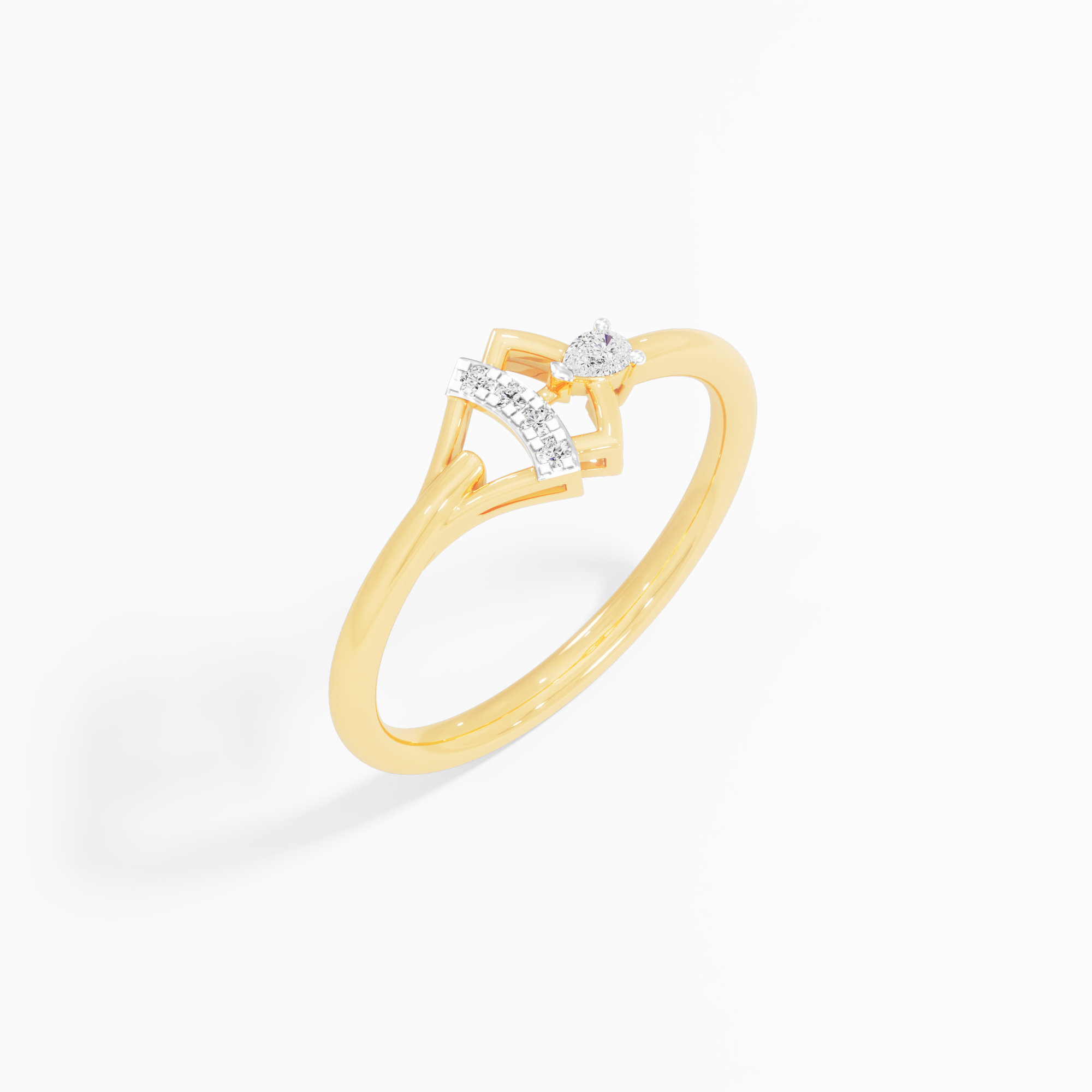 Arrowhead Point Diamond Ring in 9KT Yellow Gold (Diamond Quality: FG-VVS VS)