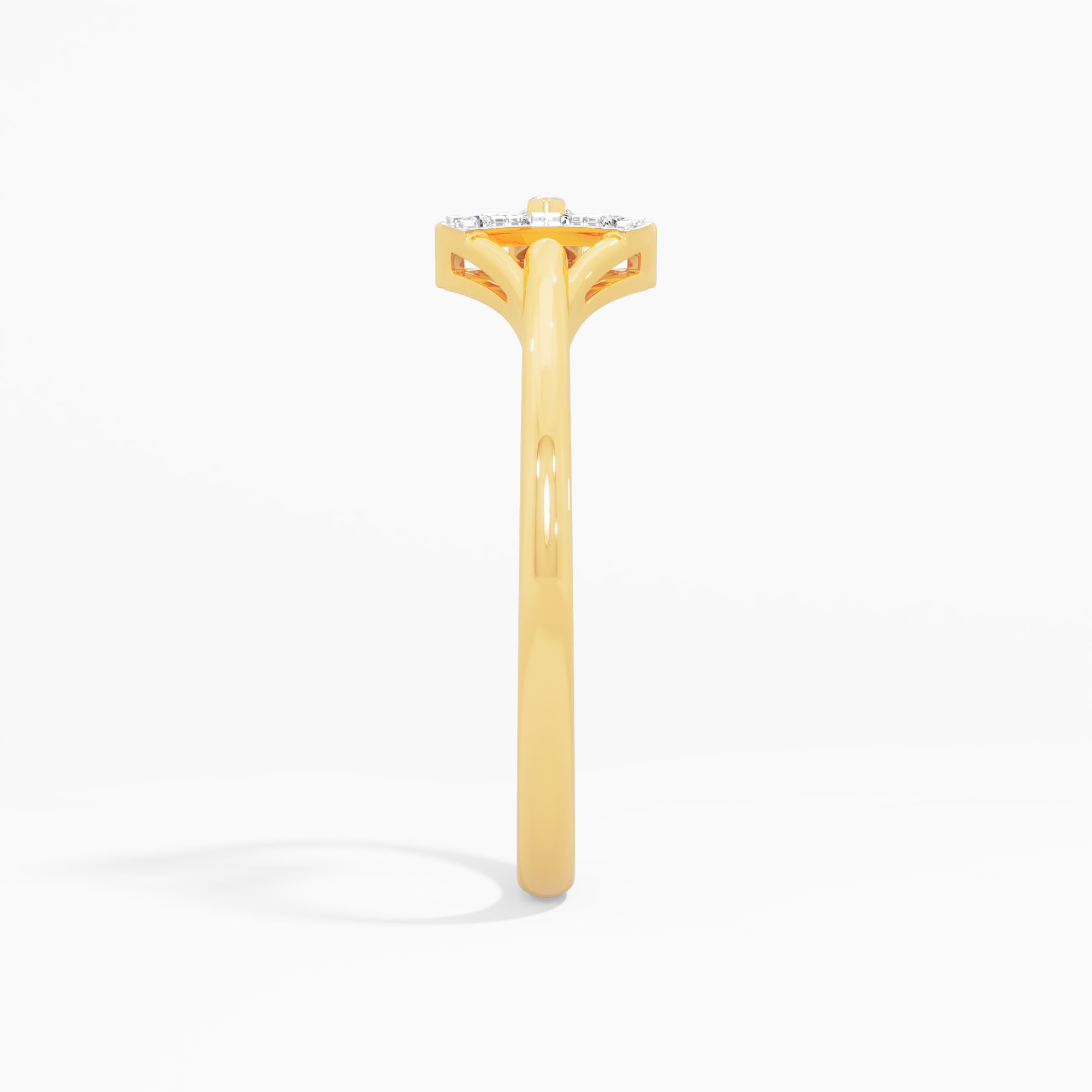 Arrowhead Point Diamond Ring in 9KT Yellow Gold (Diamond Quality: FG-VVS VS)