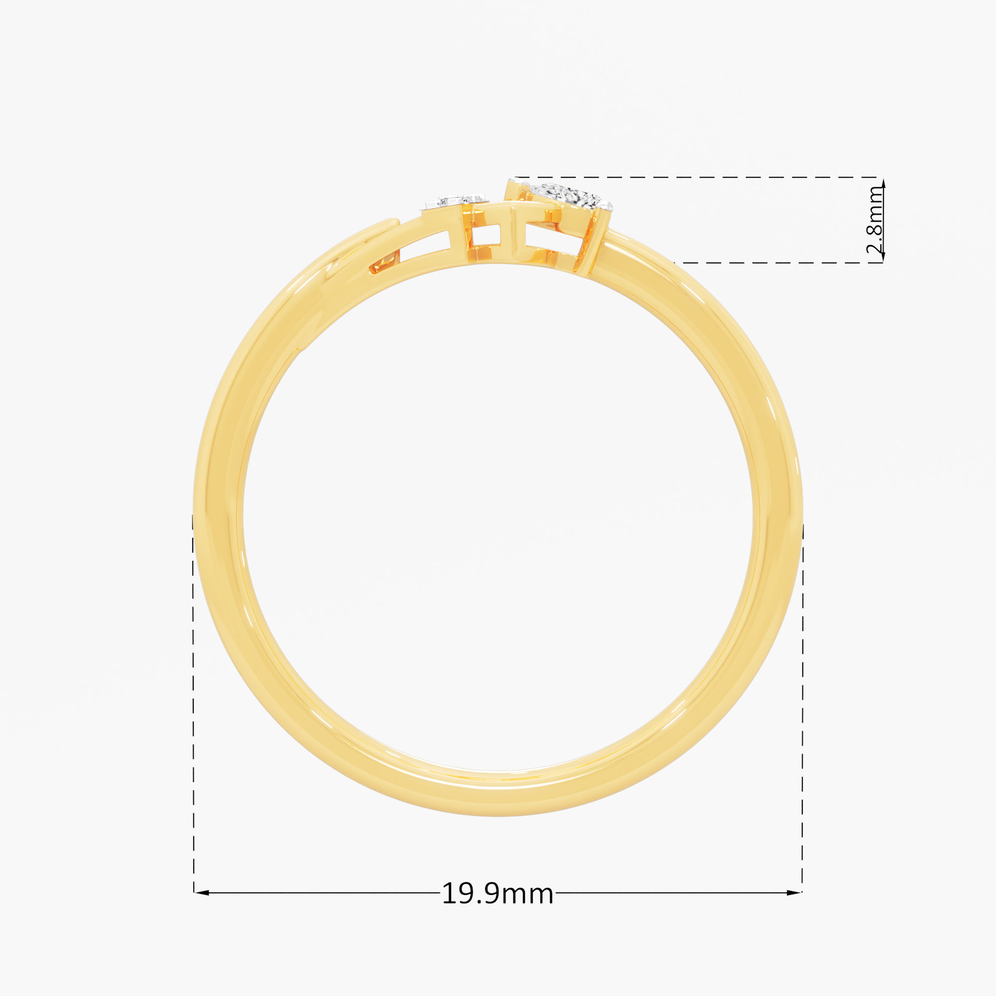 Arrowhead Point Diamond Ring in 9KT Yellow Gold (Diamond Quality: FG-VVS VS)