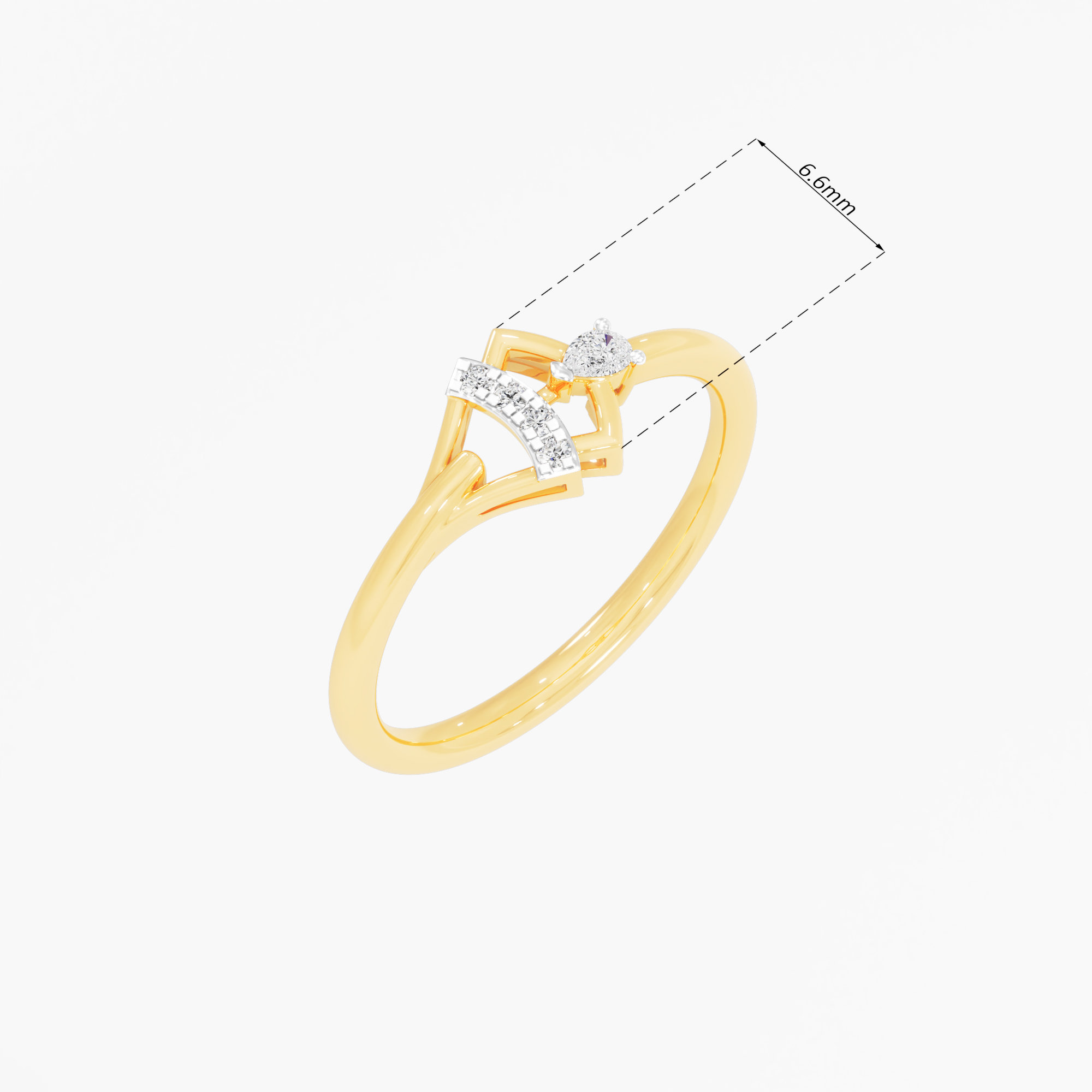 Arrowhead Point Diamond Ring in 9KT Yellow Gold (Diamond Quality: FG-VVS VS)