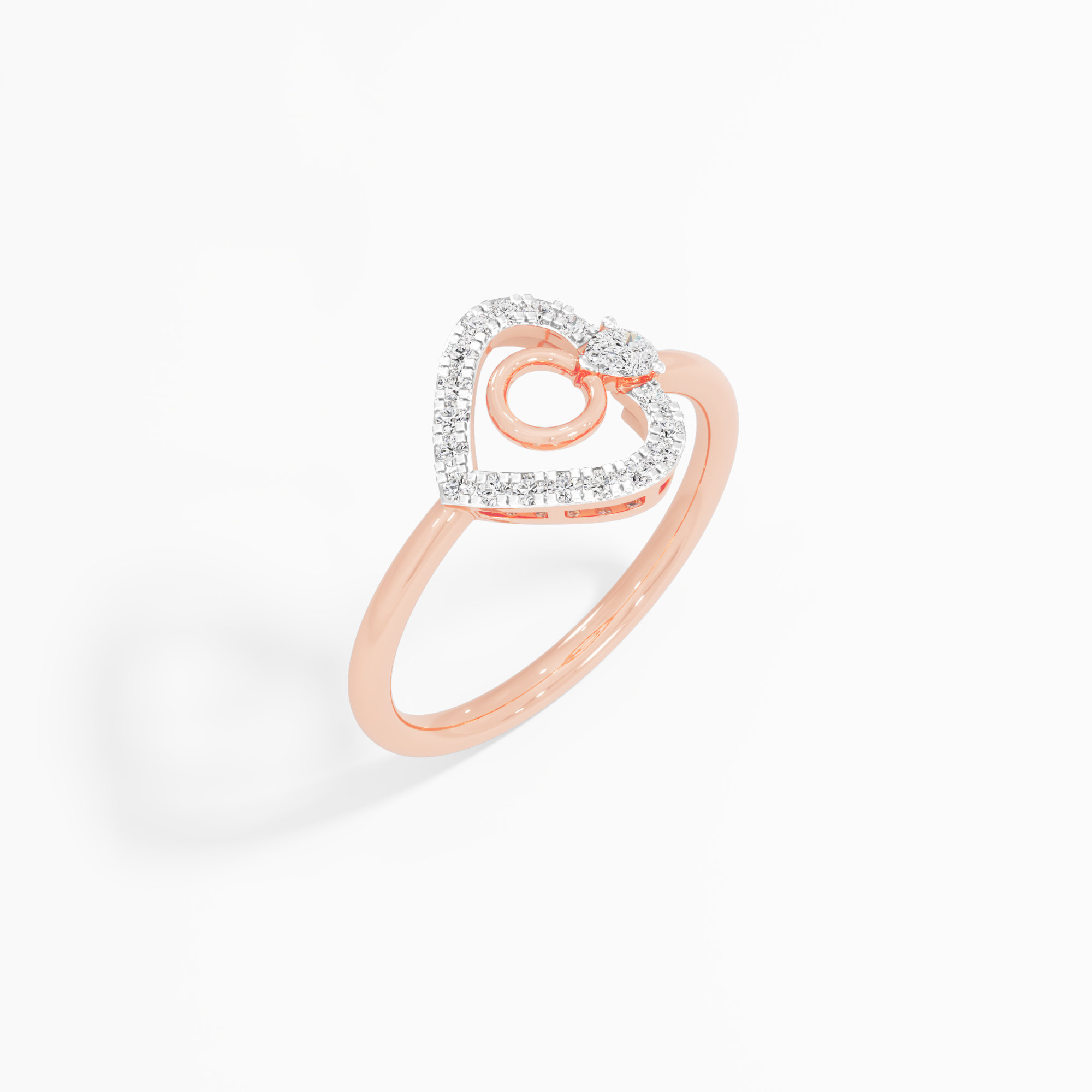 Heartbeat Circle Diamond Ring in 9KT Rose Gold (Diamond Quality: FG-VVS VS)