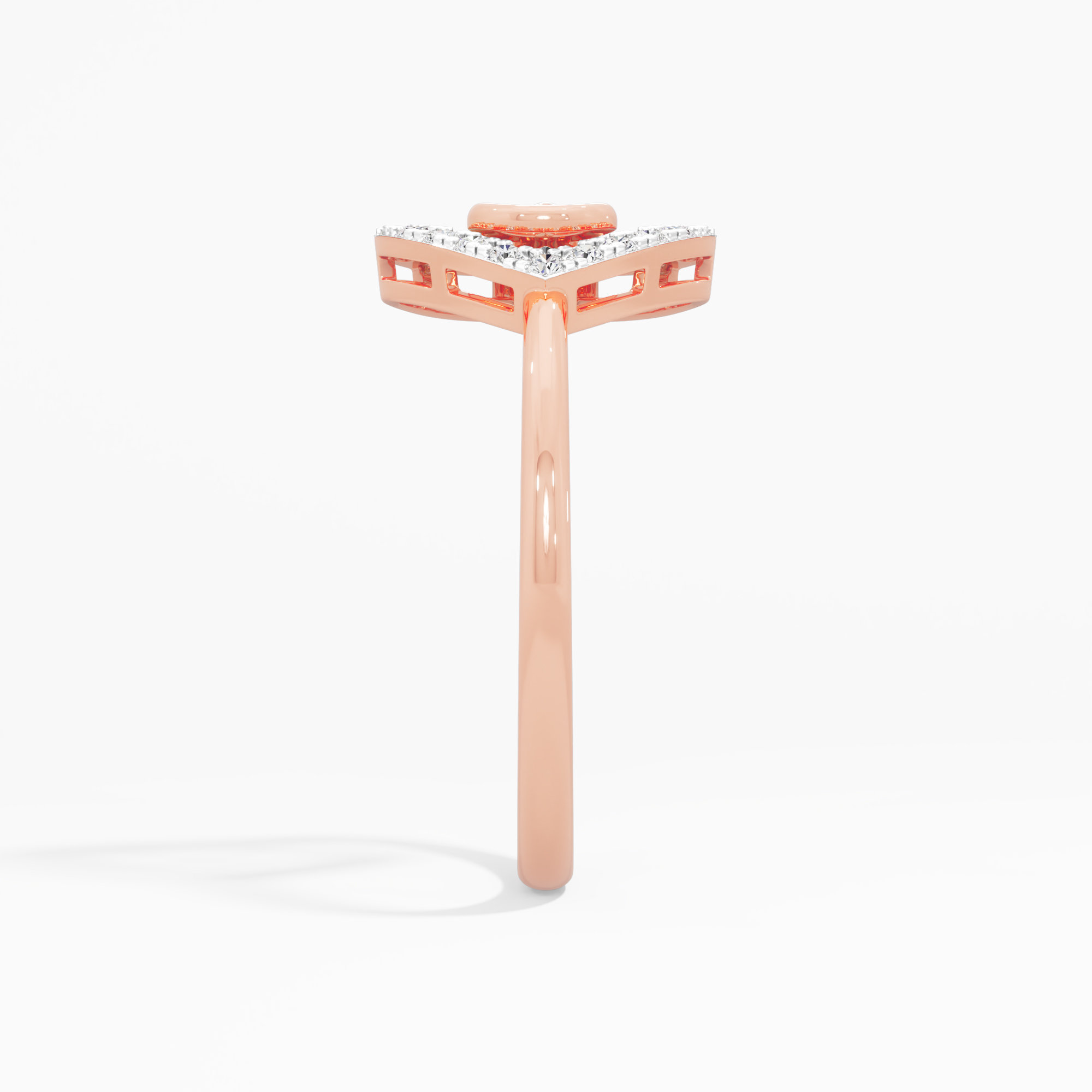 Heartbeat Circle Diamond Ring in 9KT Rose Gold (Diamond Quality: FG-VVS VS)