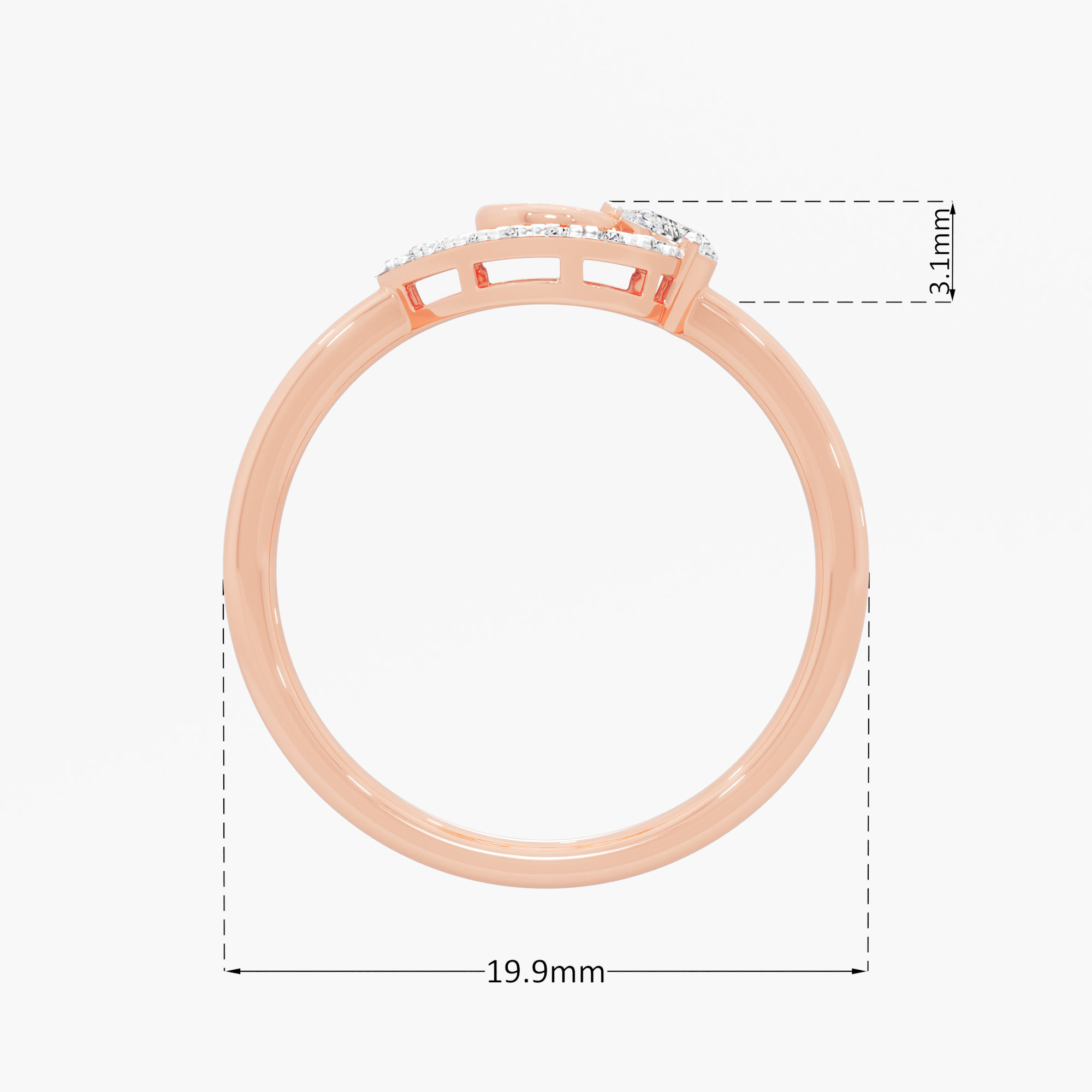 Heartbeat Circle Diamond Ring in 9KT Rose Gold (Diamond Quality: FG-VVS VS)