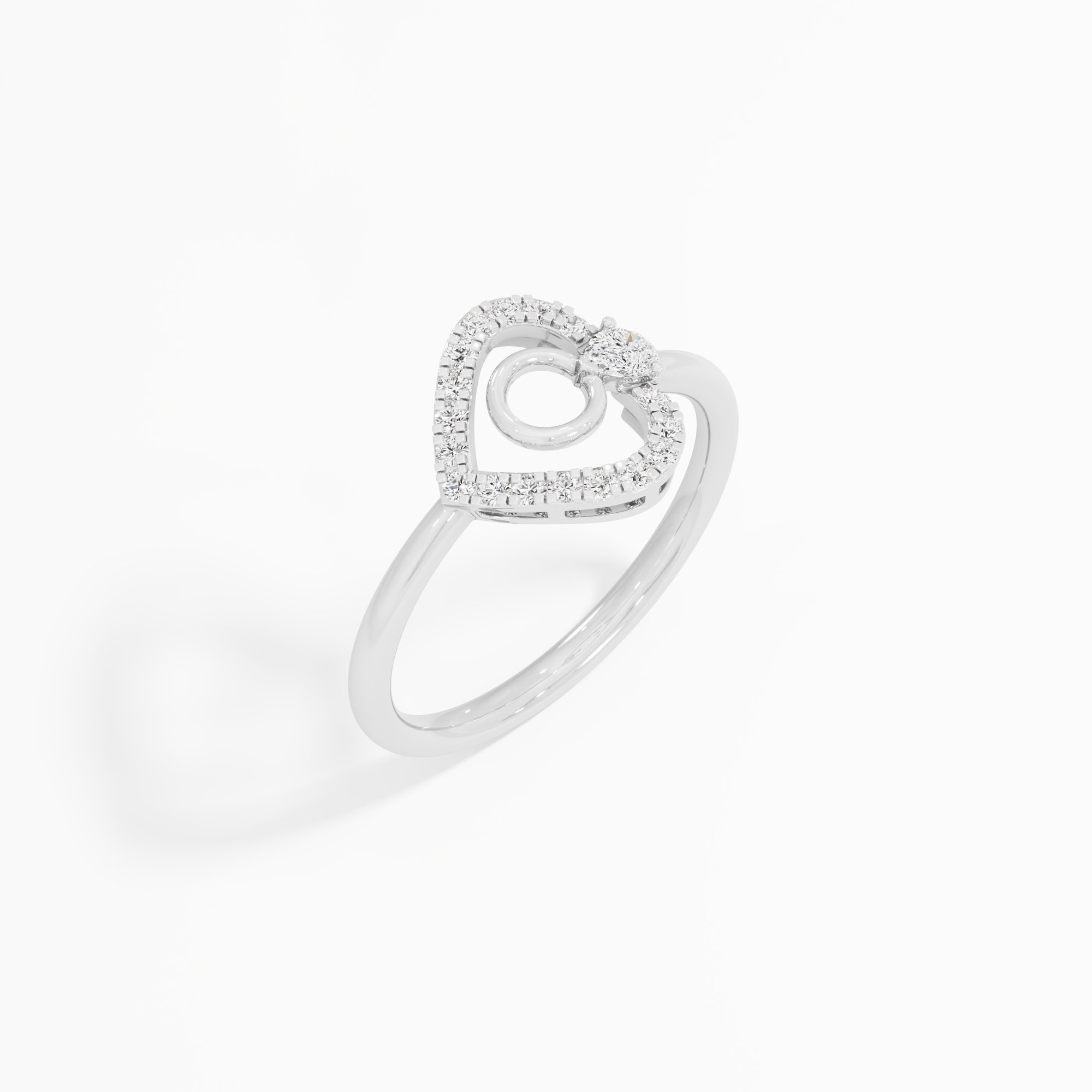 Heartbeat Circle Diamond Ring in 9KT White Gold (Diamond Quality: FG-VVS VS)
