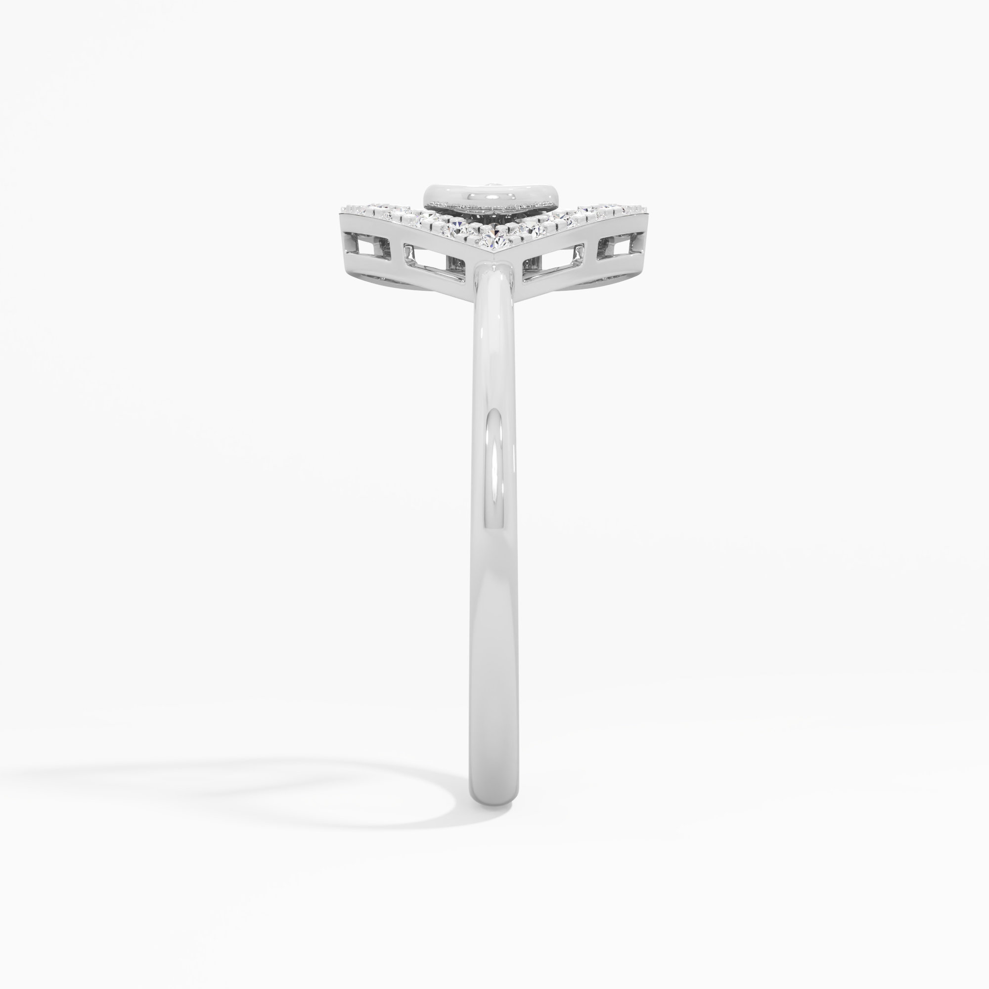 Heartbeat Circle Diamond Ring in 9KT White Gold (Diamond Quality: FG-VVS VS)