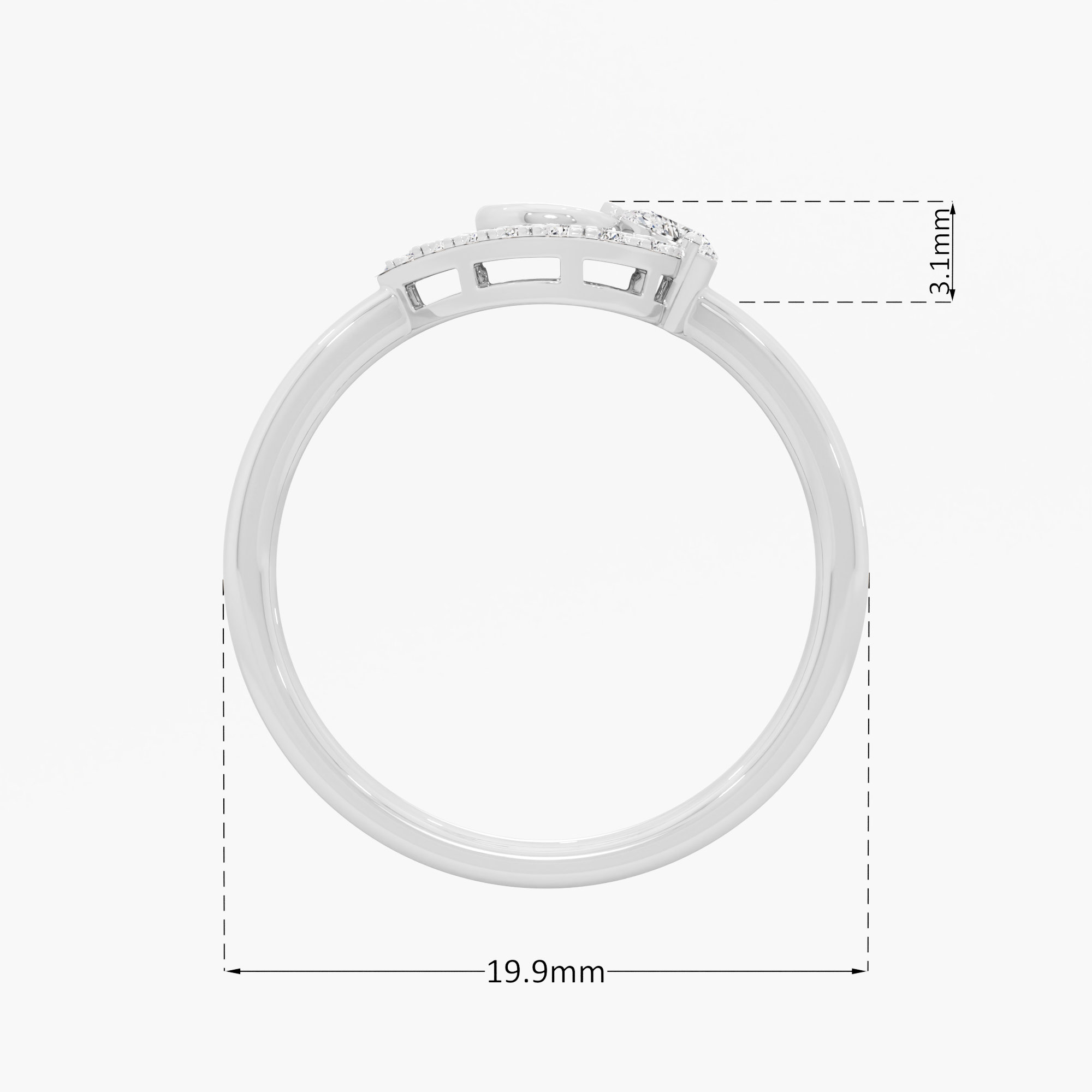Heartbeat Circle Diamond Ring in 9KT White Gold (Diamond Quality: FG-VVS VS)