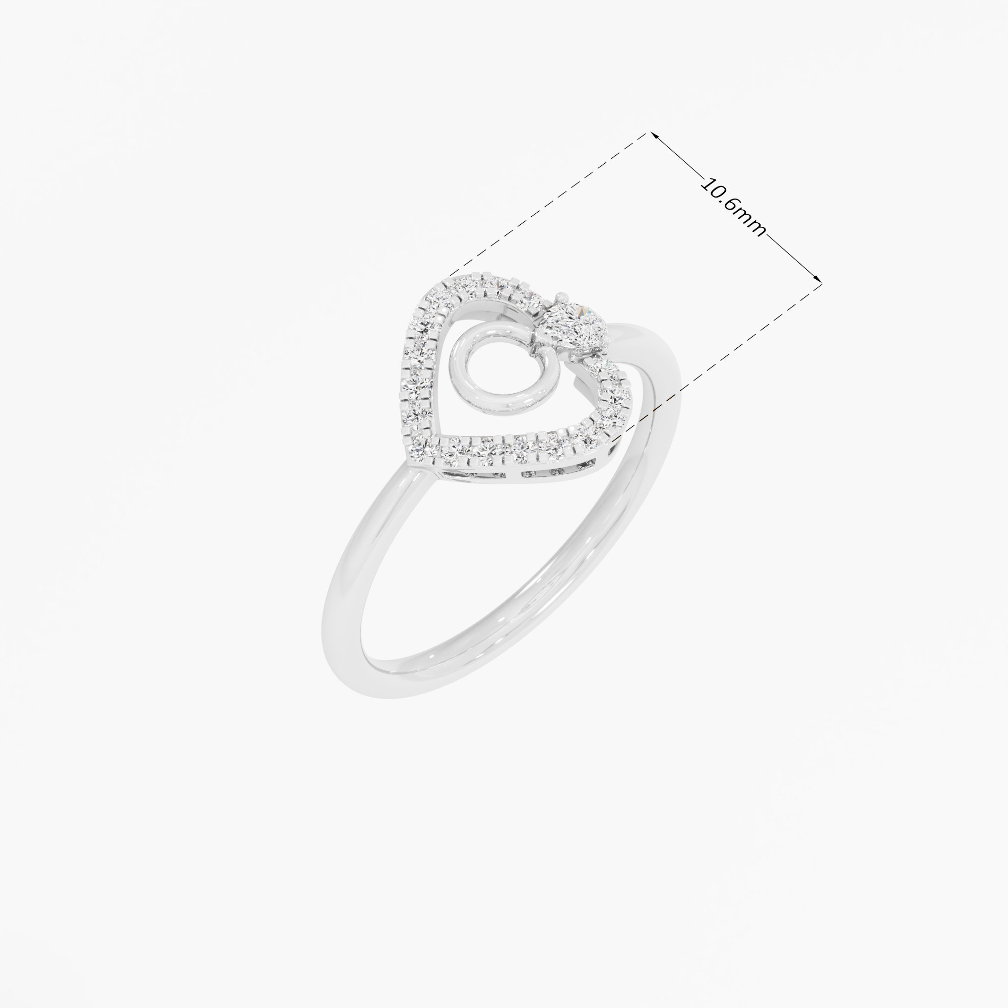 Heartbeat Circle Diamond Ring in 9KT White Gold (Diamond Quality: FG-VVS VS)