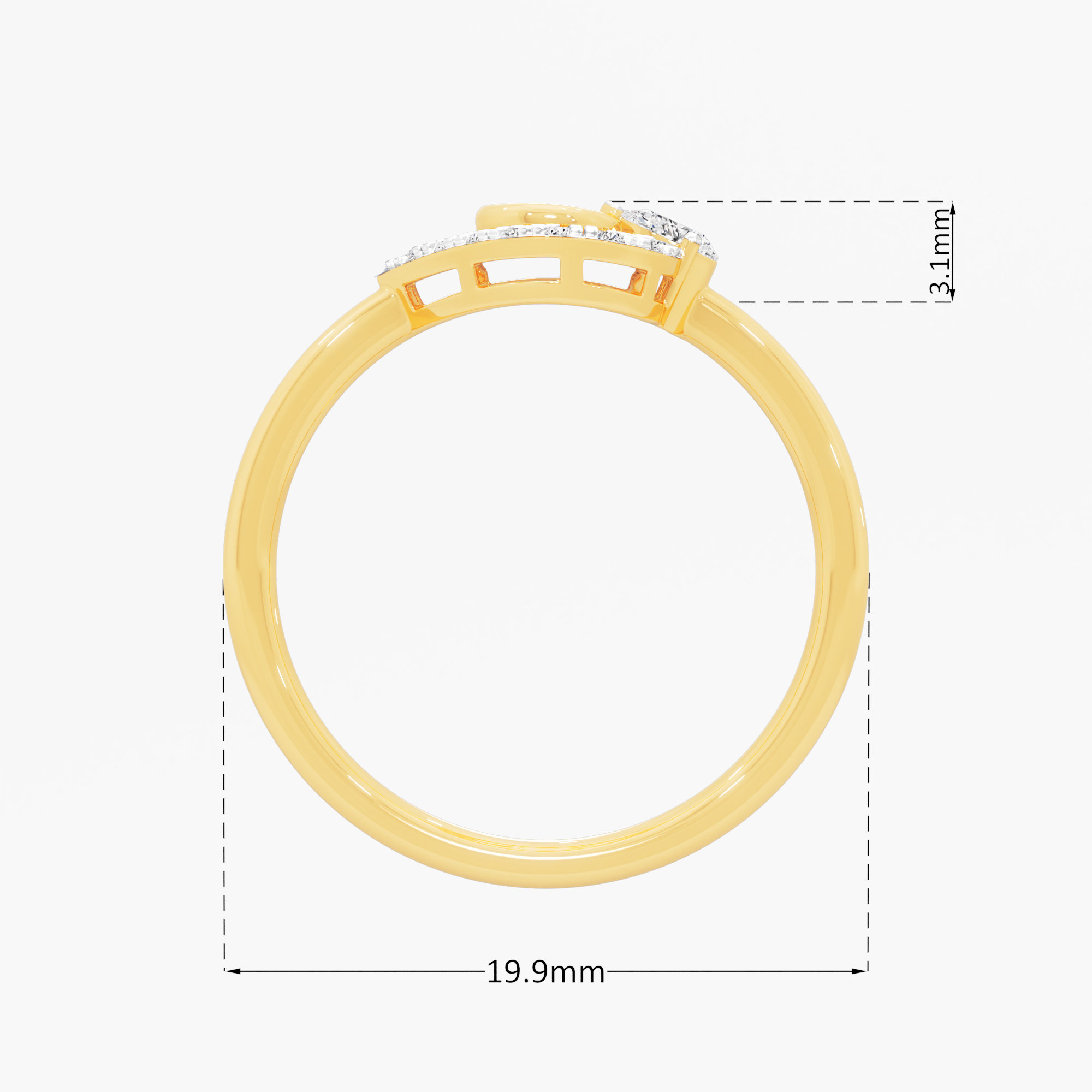 Heartbeat Circle Diamond Ring in 9KT Yellow Gold (Diamond Quality: FG-VVS VS)