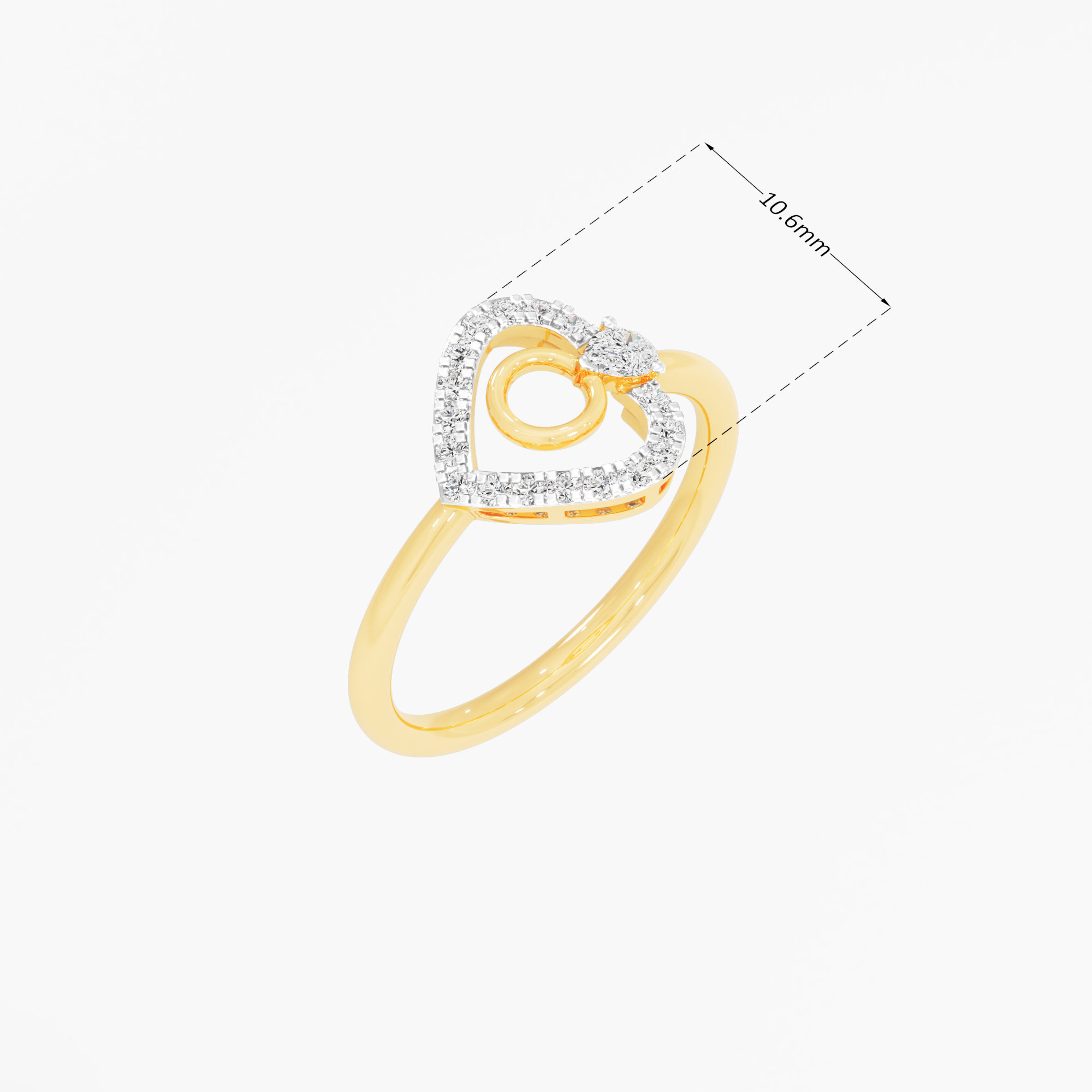 Heartbeat Circle Diamond Ring in 9KT Yellow Gold (Diamond Quality: FG-VVS VS)