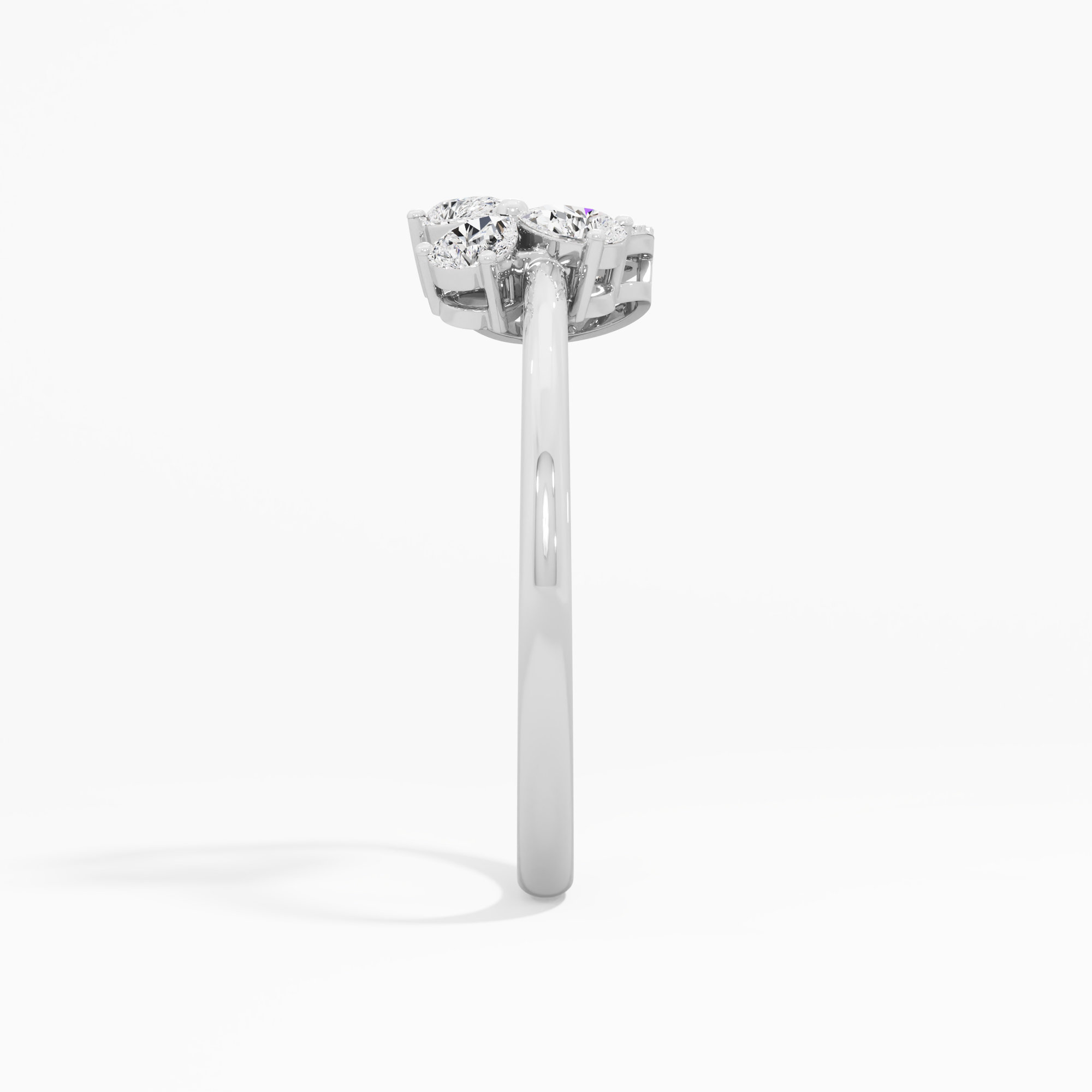 Trefoil Crescent Diamond Ring in 9KT White Gold (Diamond Quality: FG-VVS VS)