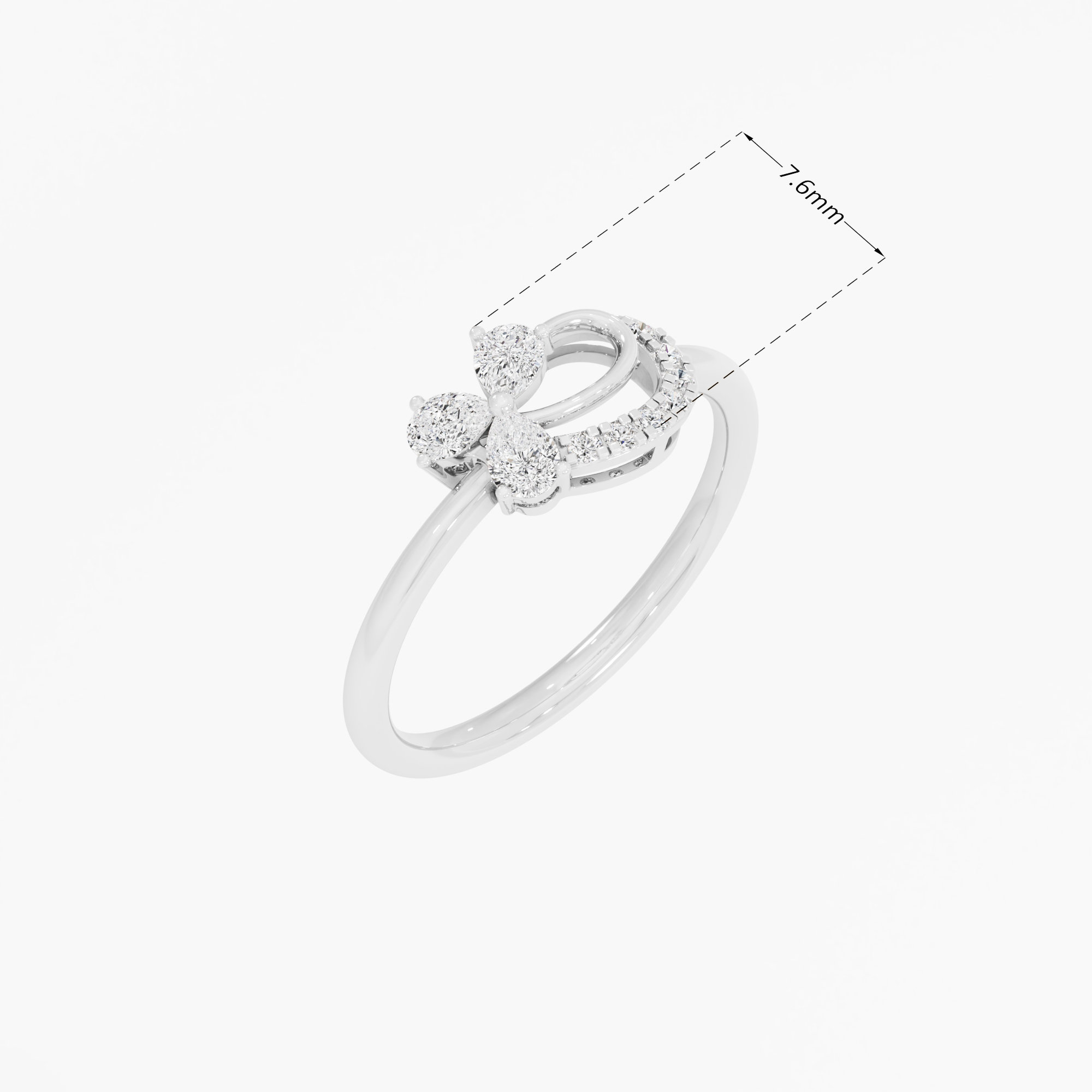 Trefoil Crescent Diamond Ring in 9KT White Gold (Diamond Quality: FG-VVS VS)