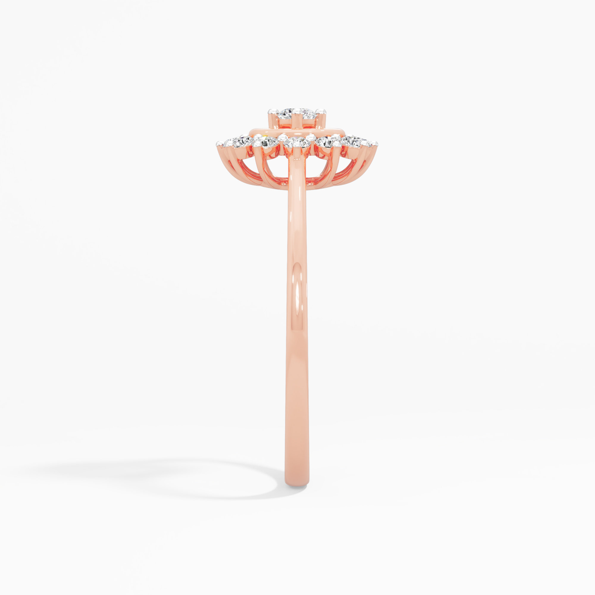 Sunburst Halo Diamond Ring in 9KT Rose Gold (Diamond Quality: FG-VVS VS)