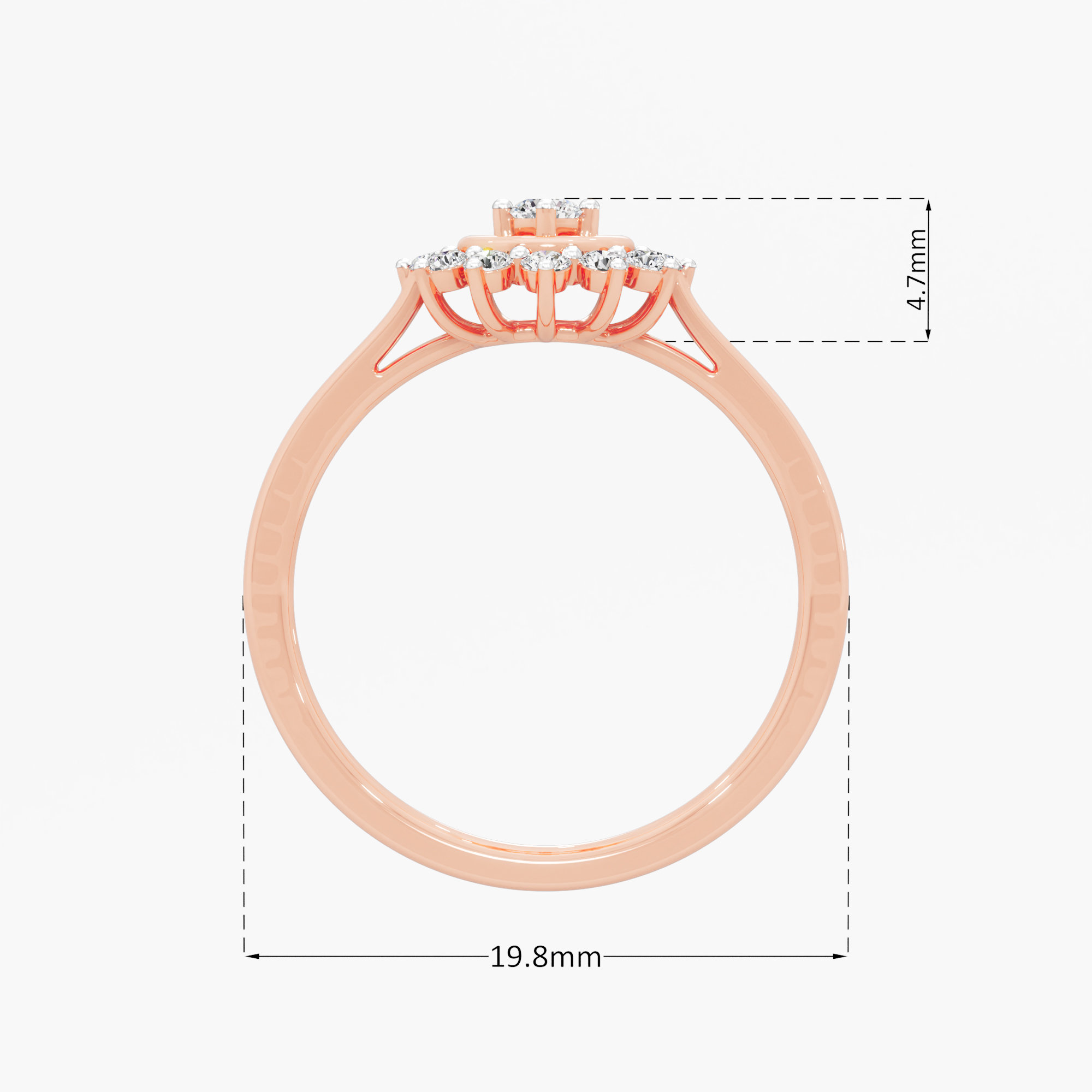 Sunburst Halo Diamond Ring in 9KT Rose Gold (Diamond Quality: FG-VVS VS)