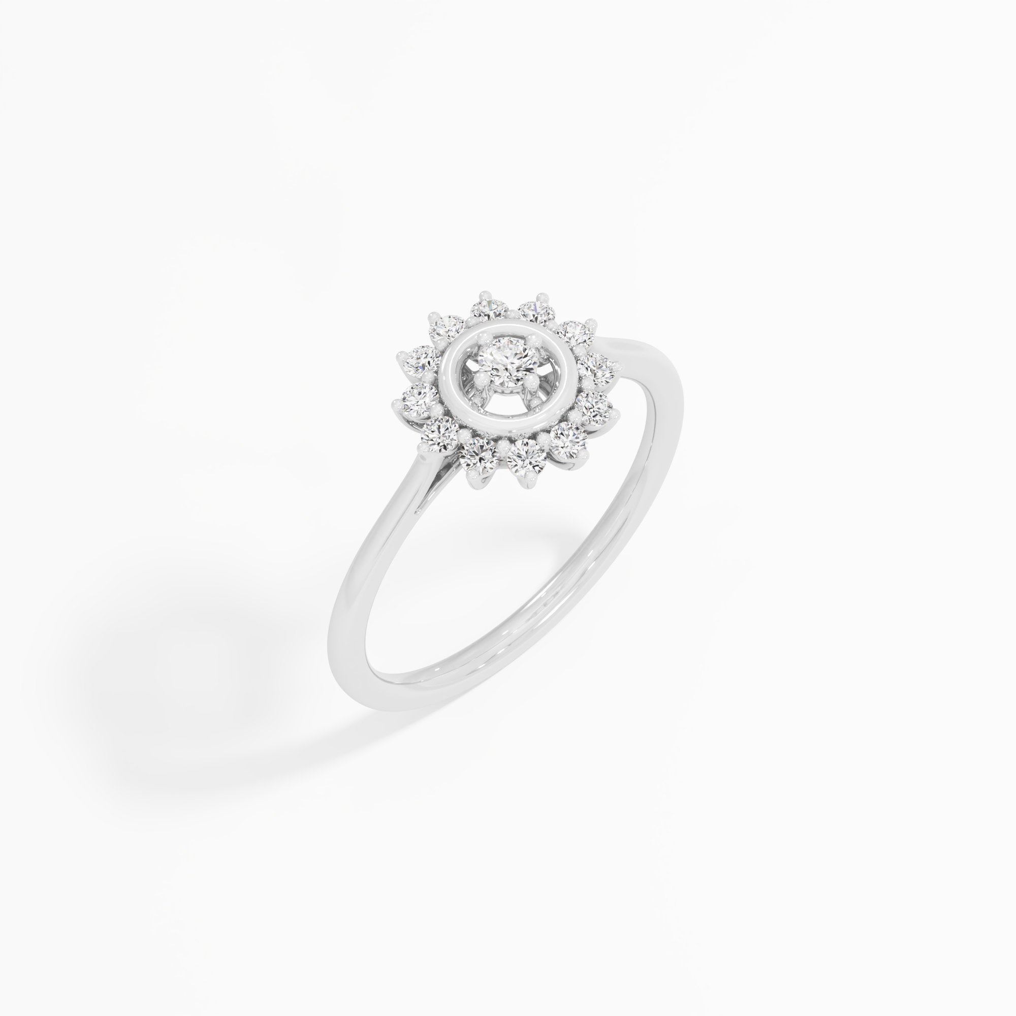 Sunburst Halo Diamond Ring in 9KT White Gold (Diamond Quality: FG-VVS VS)
